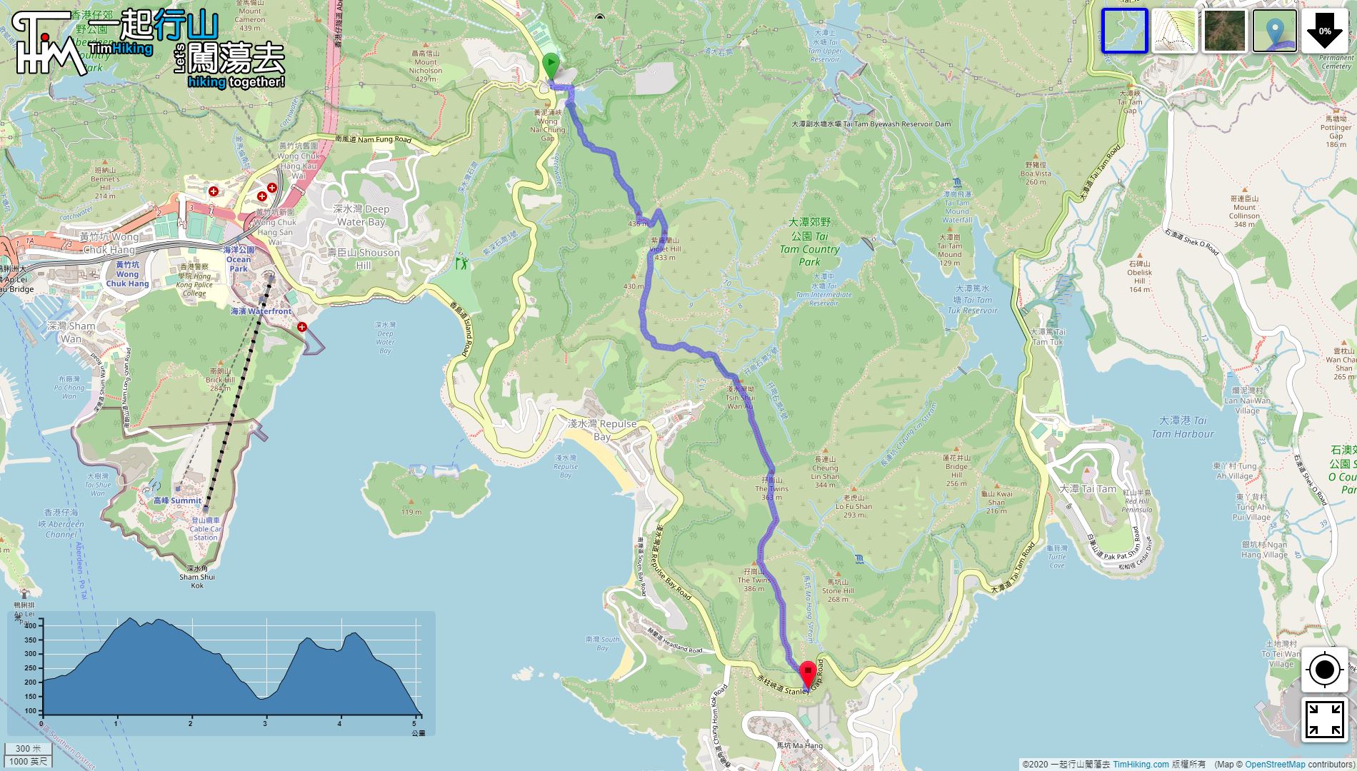 「紫羅蘭山 孖崗山」路線地圖