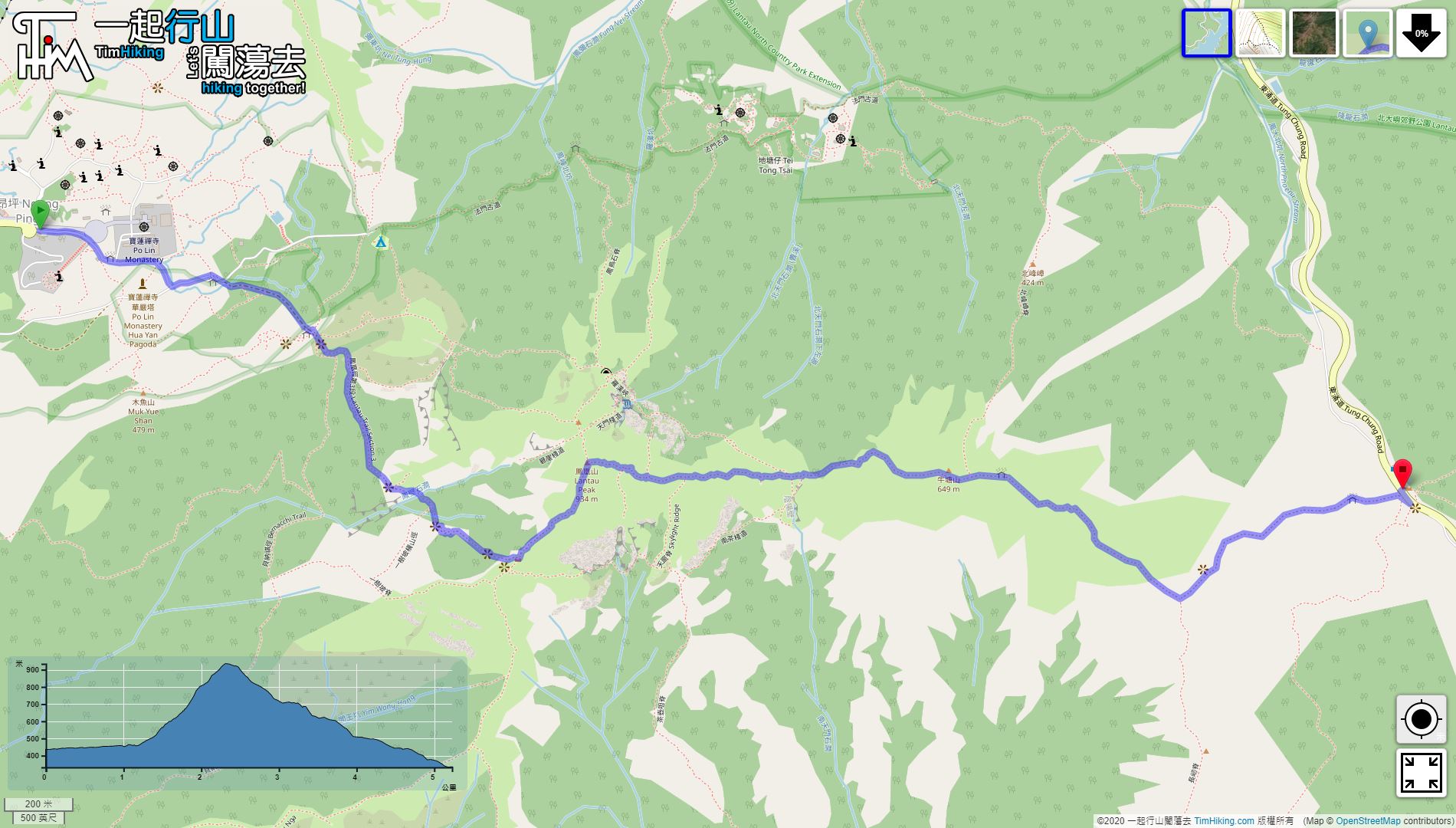 「Lantau Peak」路線Map