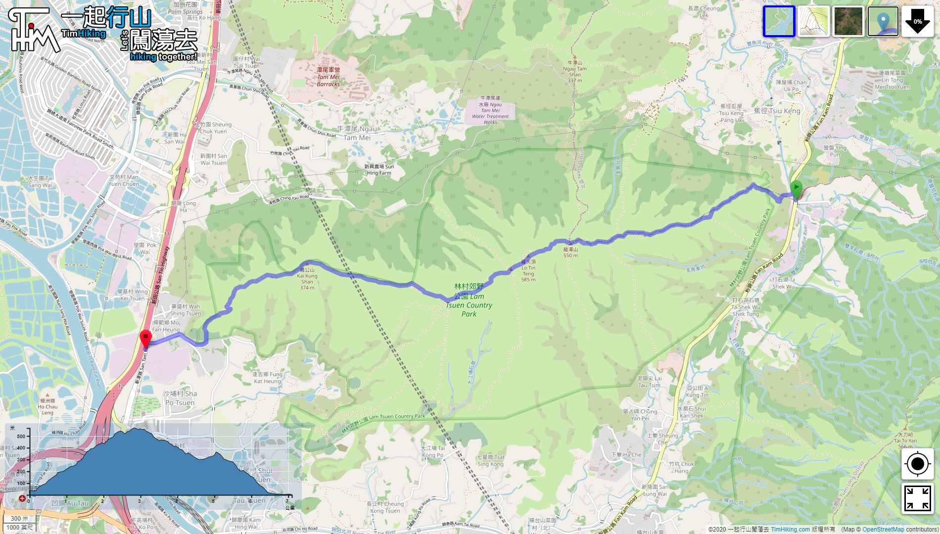 「雞公嶺 (舊線)」路線地圖