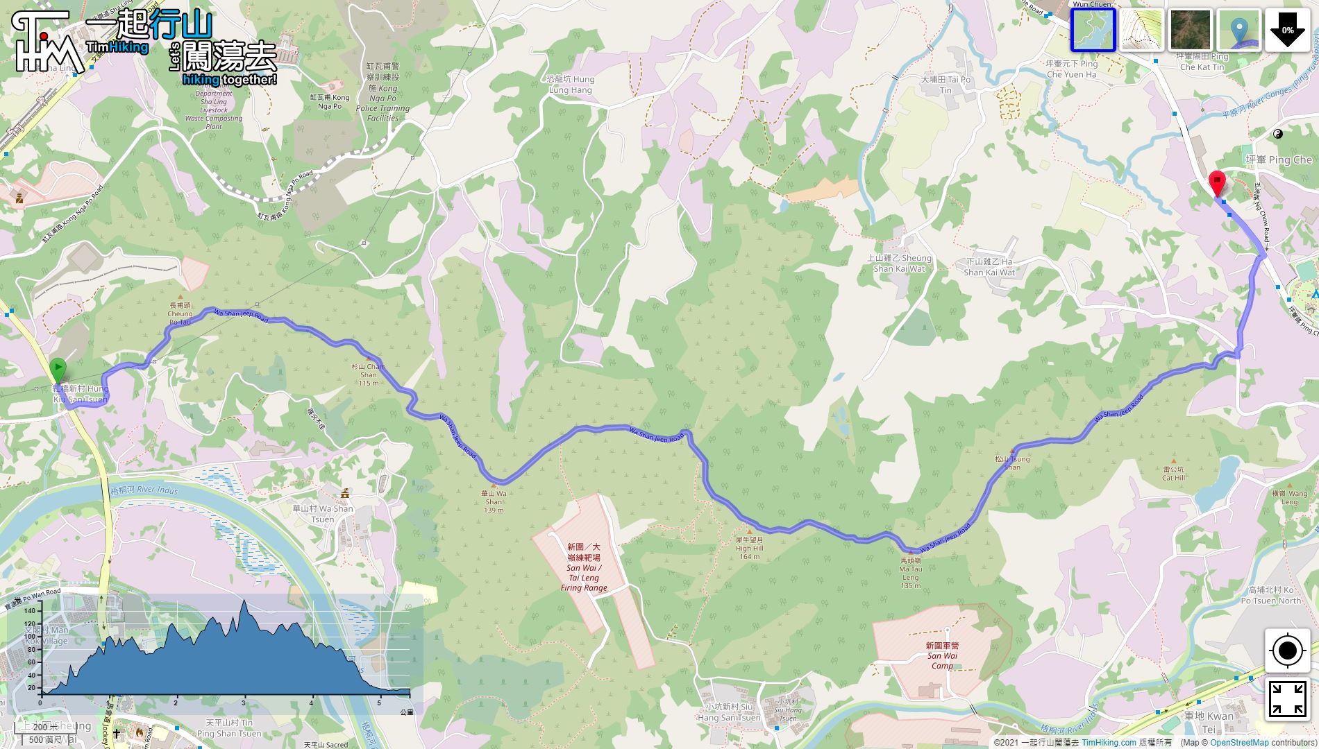 「Wa Shan」路線Map
