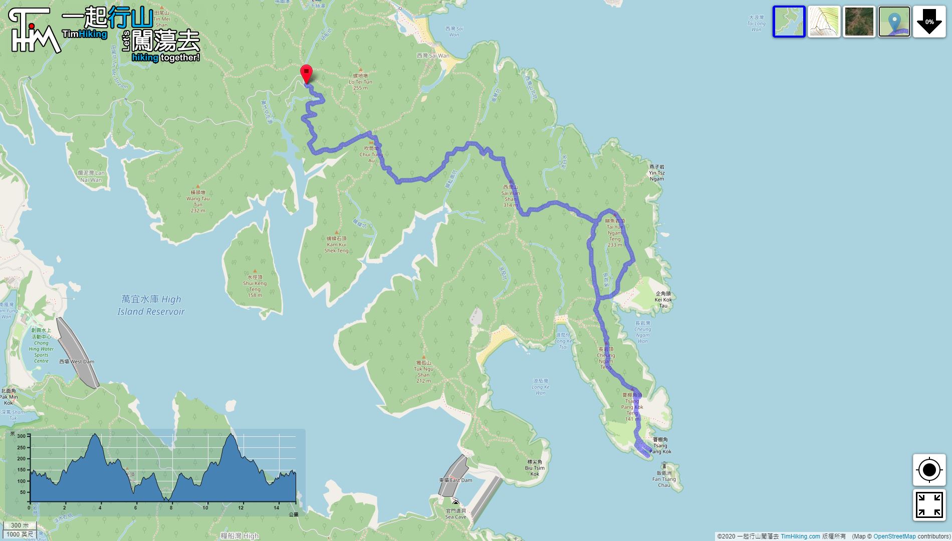 「Tsang Pang Kok Teng, Conic Island Tai Yue Ngam Teng」路線Map
