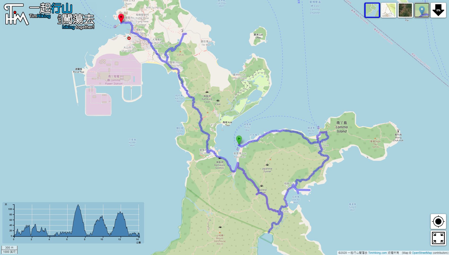 「Lamma Island Family Trail (South)」路線Map
