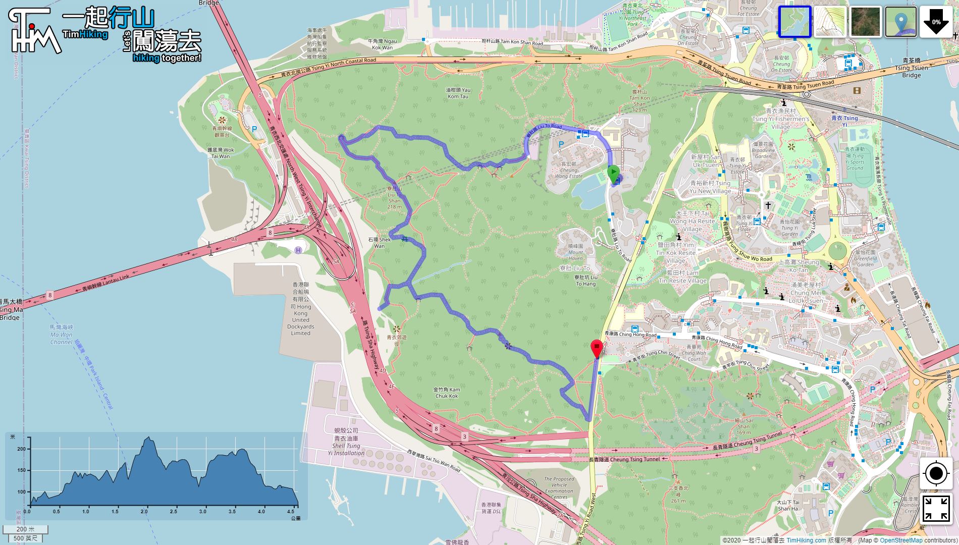 「Tsing Yi Nature Trail」路線Map