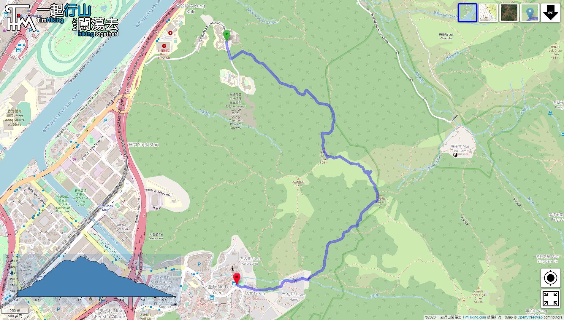 「Nui Po Shan, Yeung Yuen Rock」路線Map