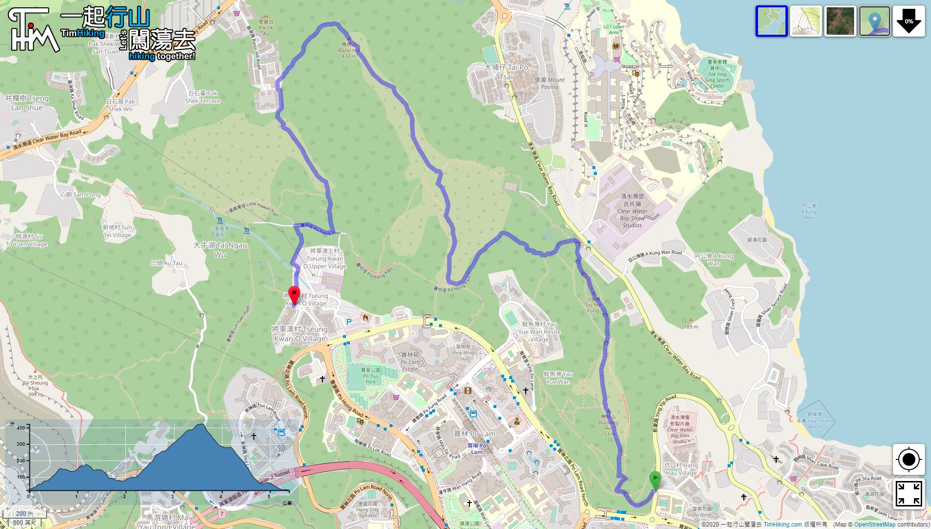 「鴨仔山 鷓鴣山 少女峰」路線地圖
