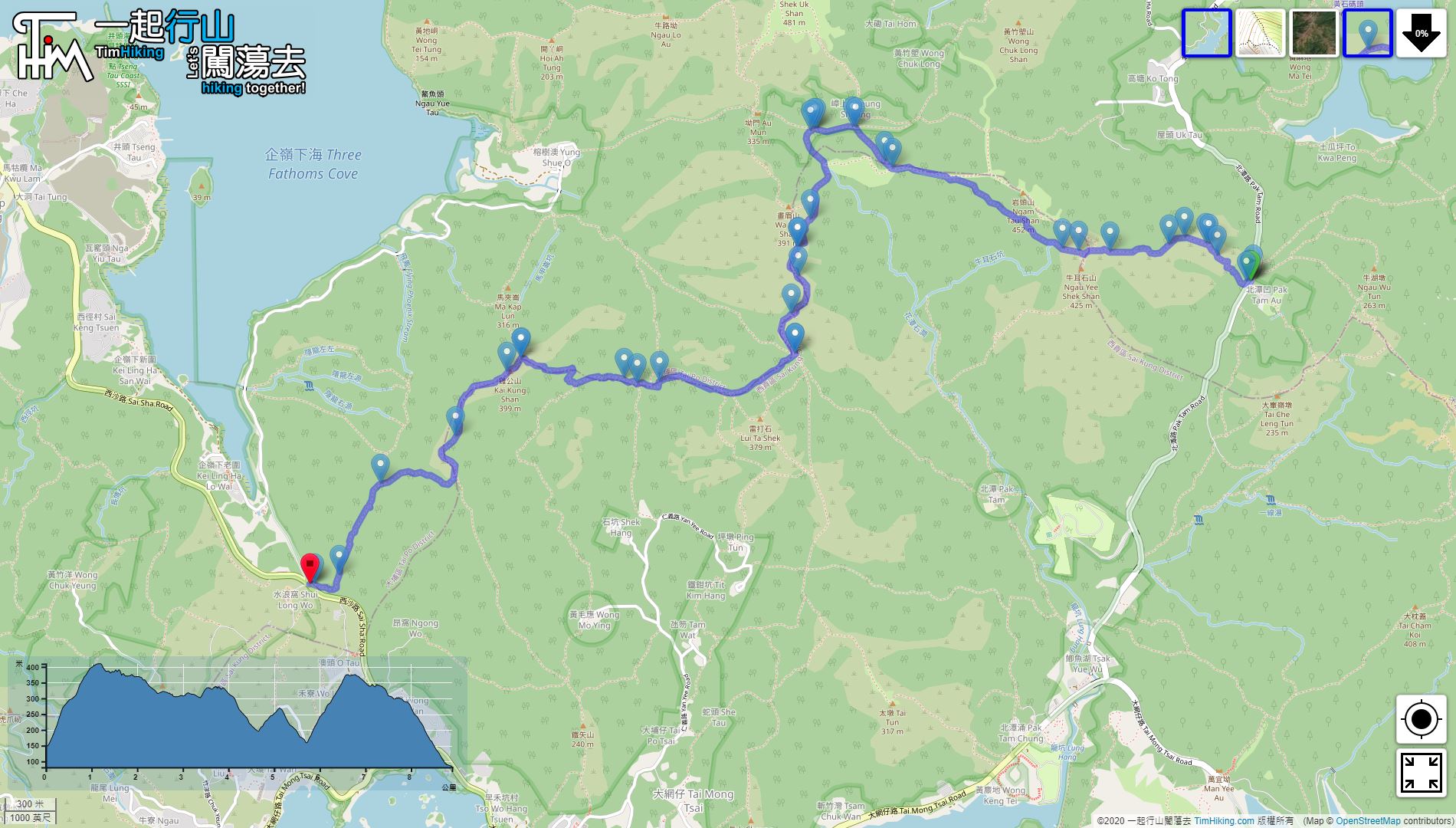 「MacLehose Trail (Section 3)」路線Map