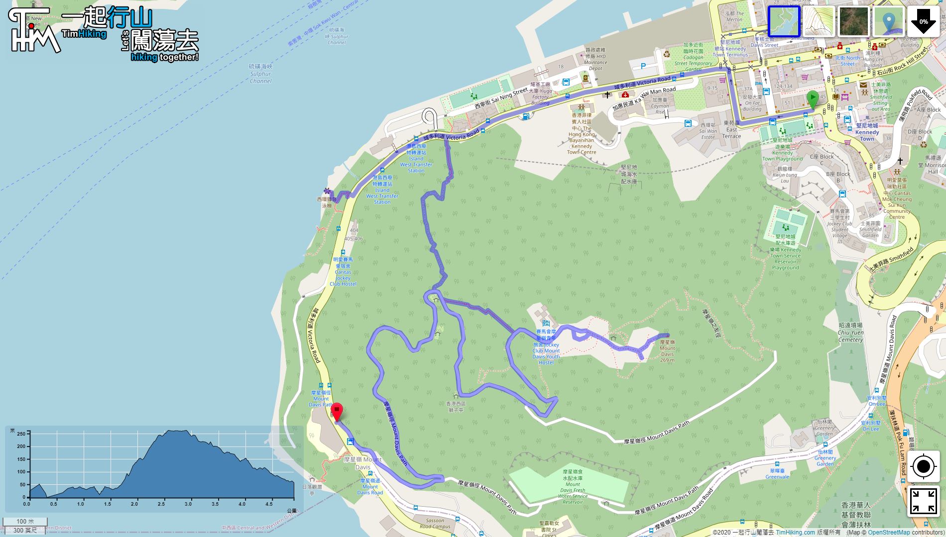 「Sai Wan Swimming Shed, Mount Davis (2018 Outdated)」路線Map