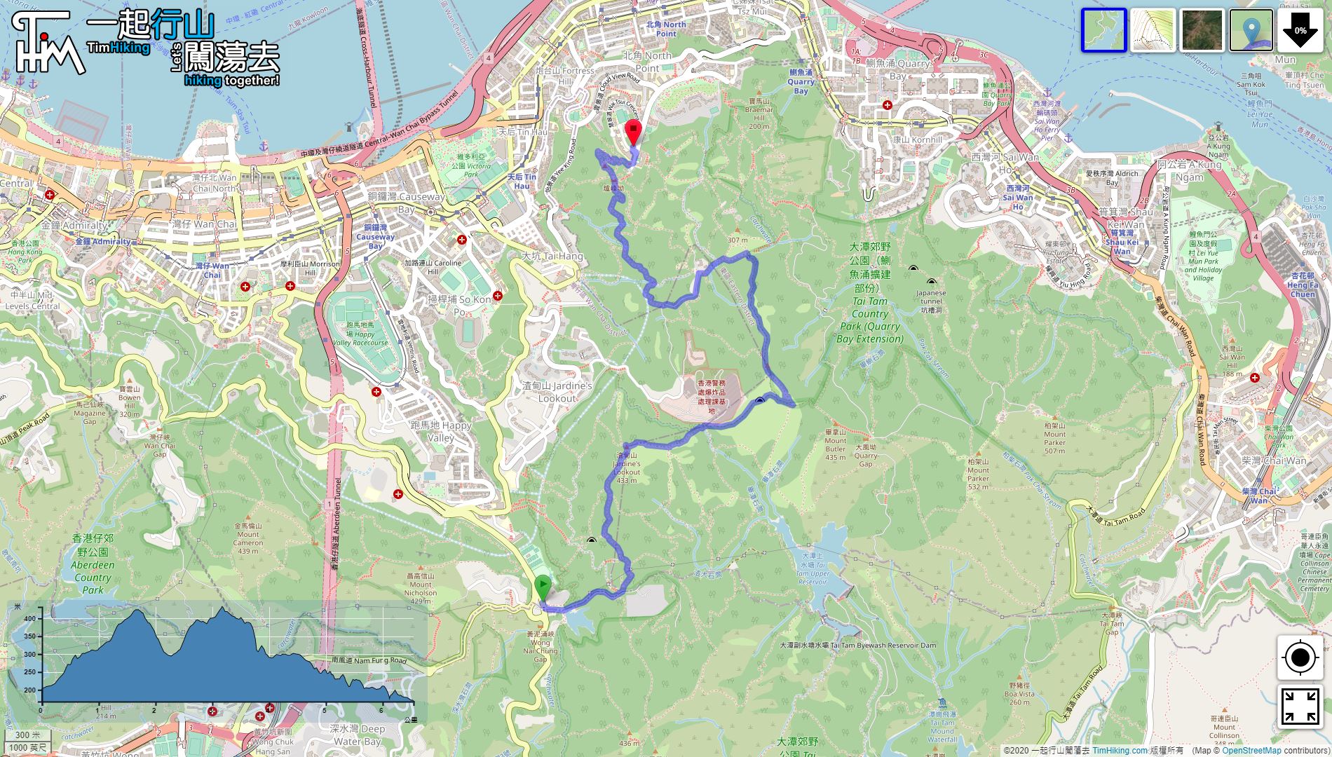 “小马山 红香炉峰 渣甸山”路线地图