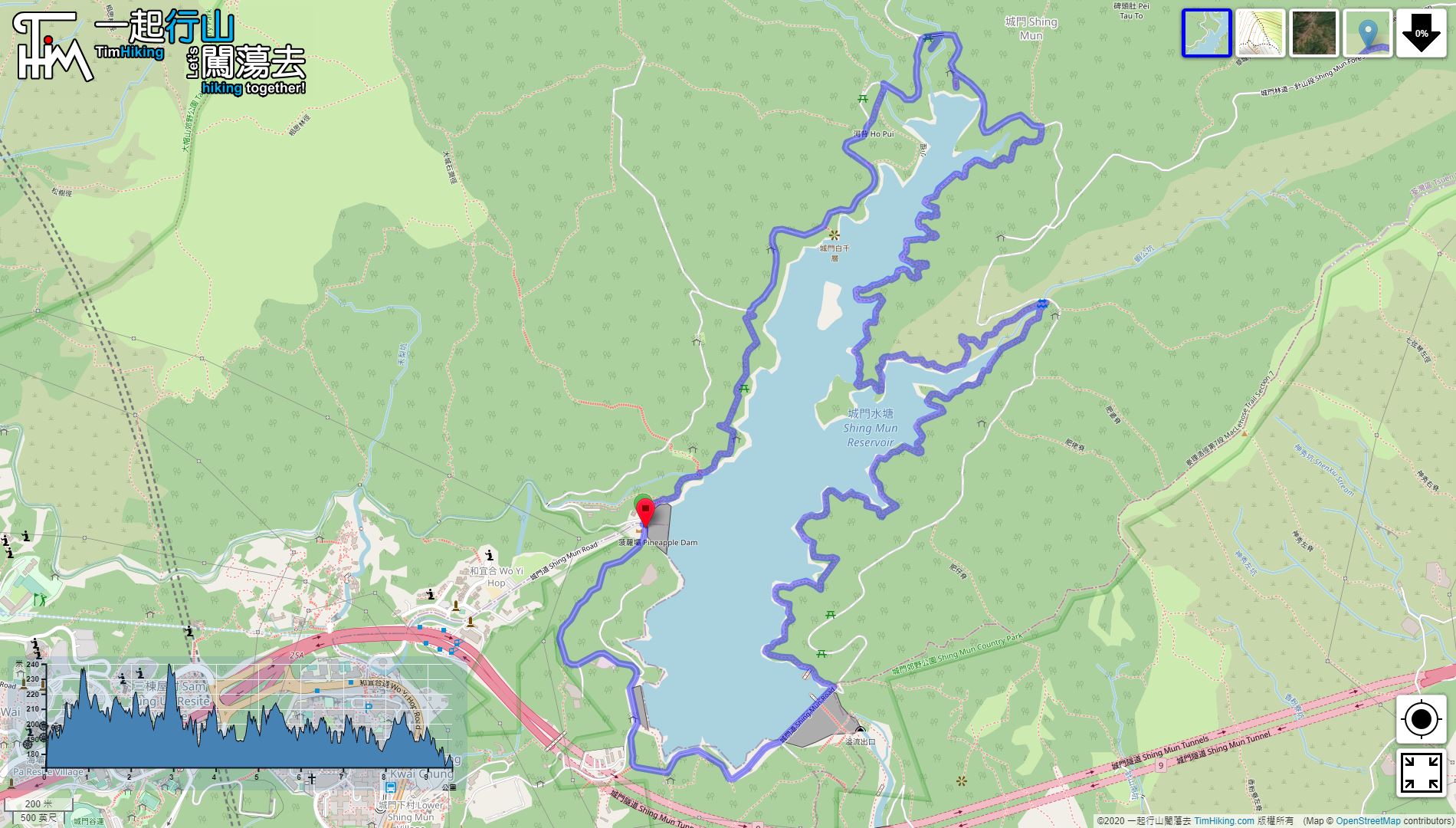 「Shing Mun Reservoir (Round)」路線Map