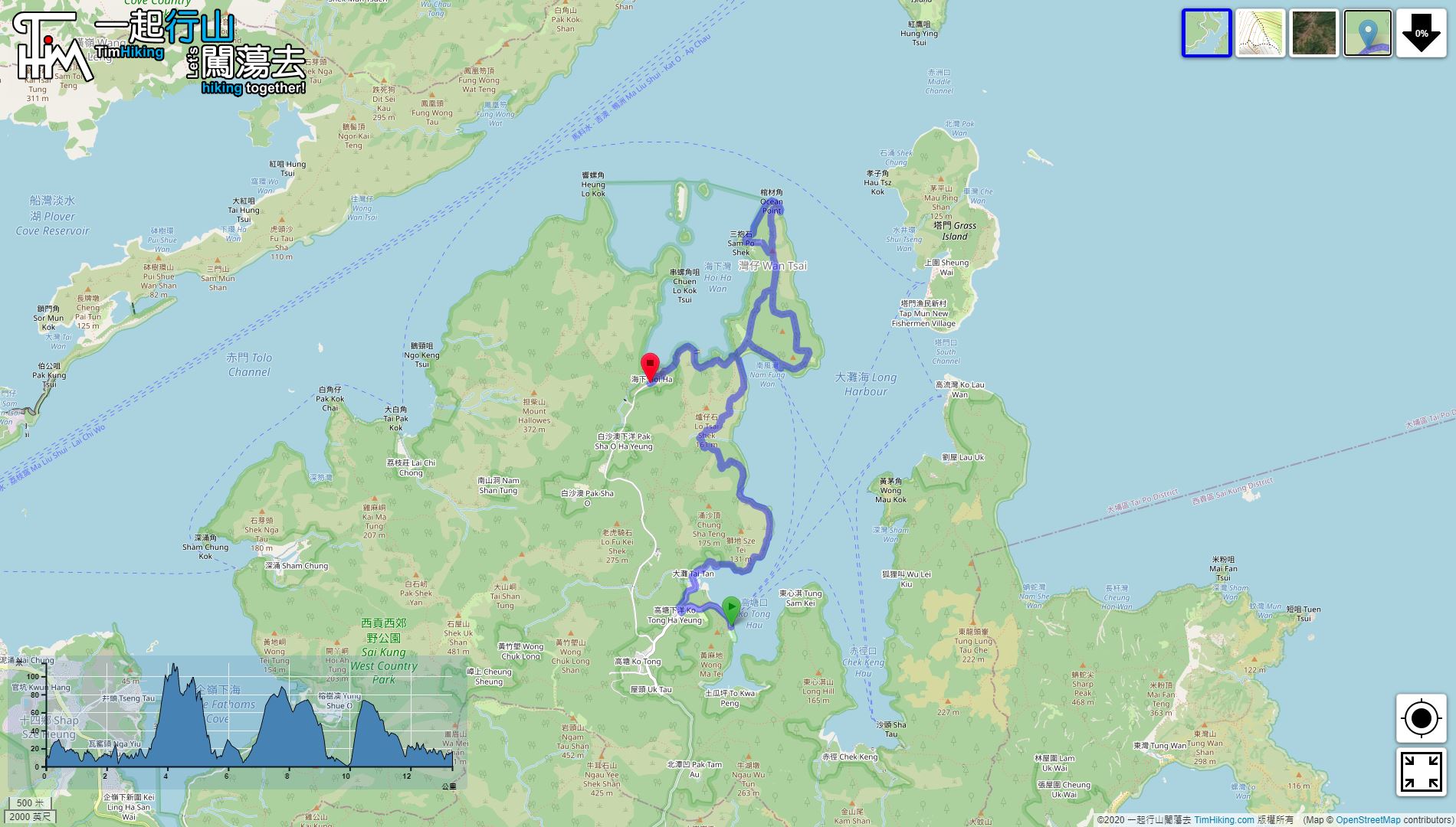 「Hoi Ha Wan Tsai, Ocean Point」路線Map