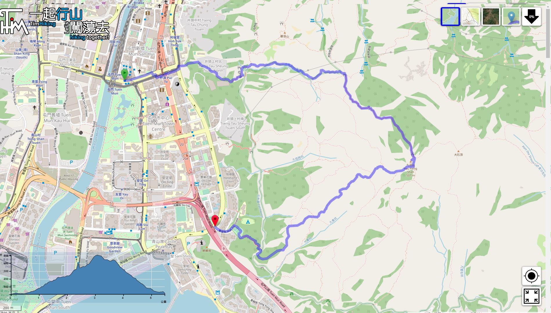 「Kau Keng Shan」路線Map