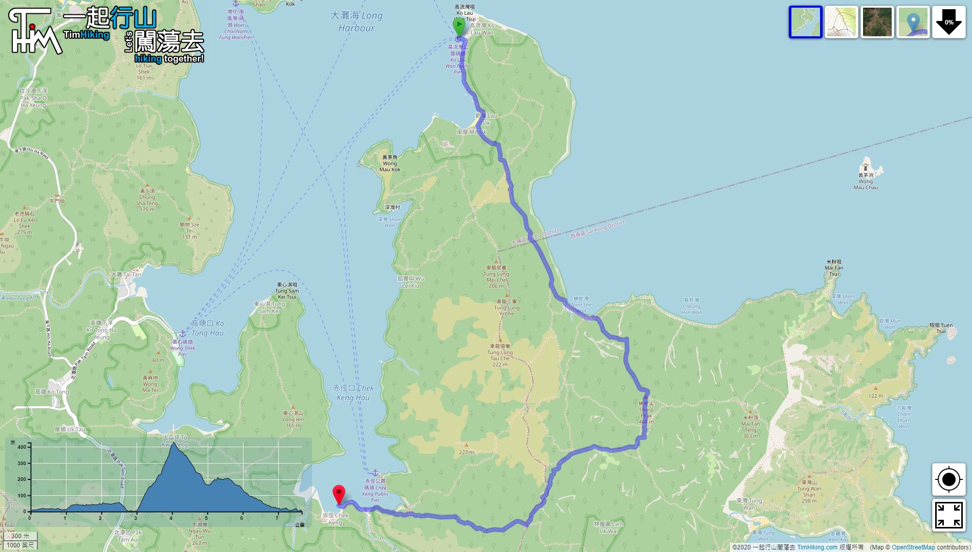 “高流湾 蚺蛇尖北脊”路线地图
