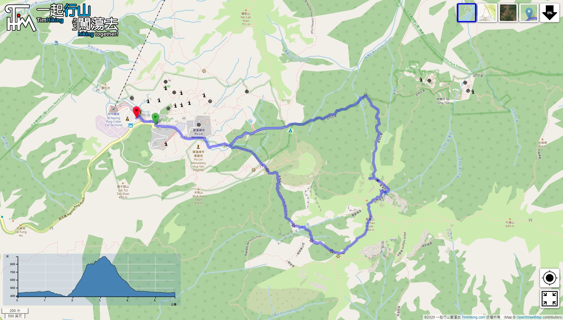 「Fung Niu Shek Ridge, North Gate」路線Map