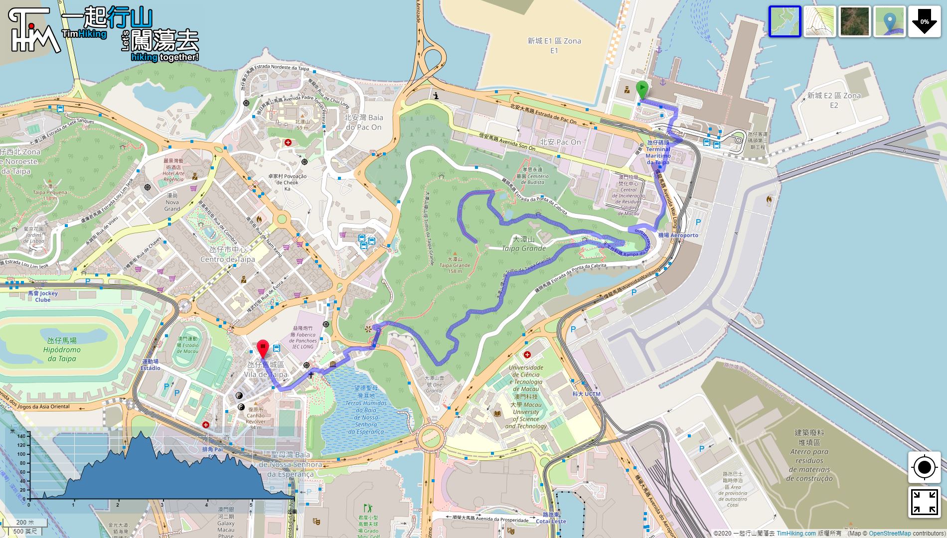 「Macau Taipa Grande Walking Trail」路線Map