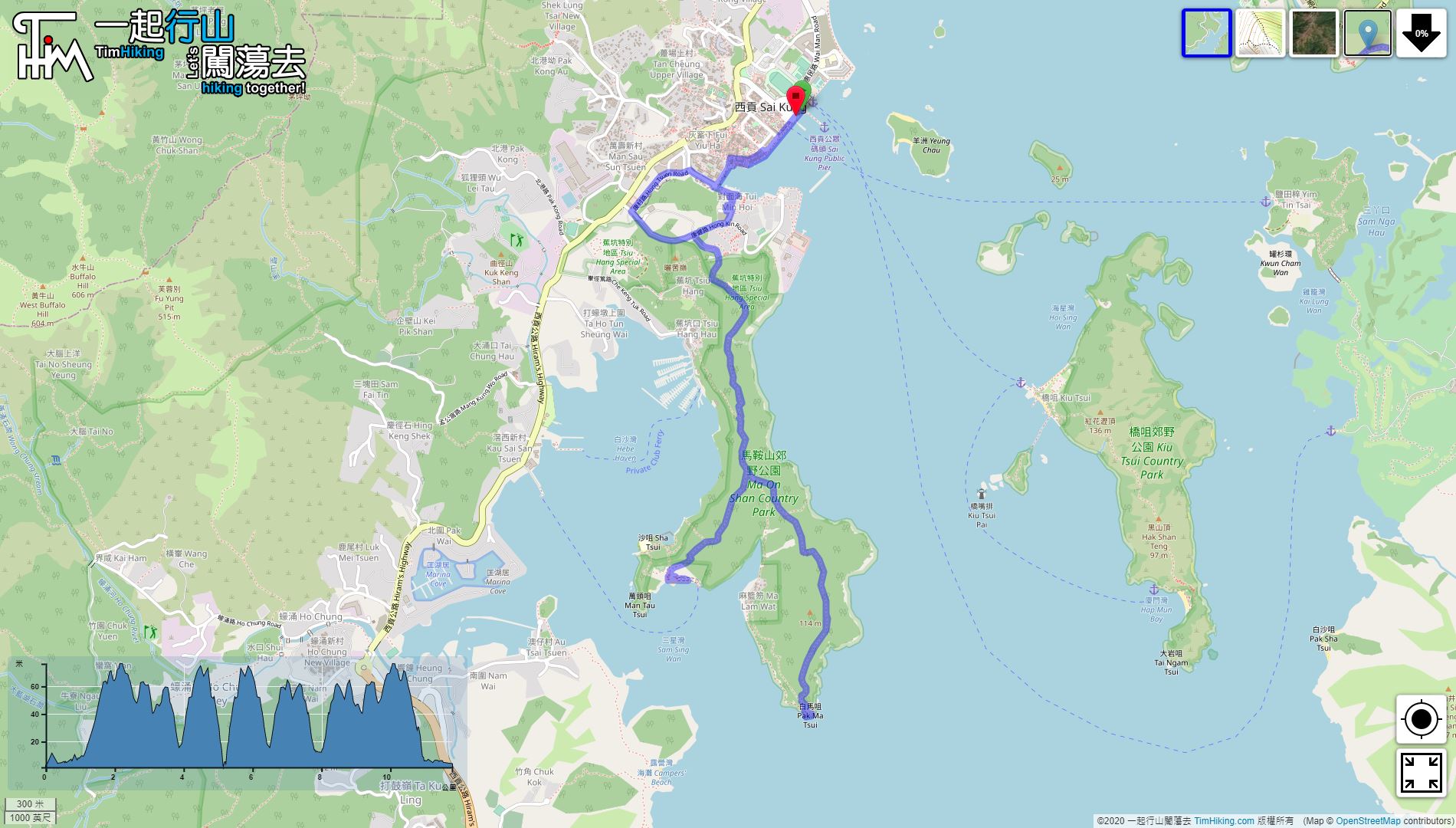 「Pak Ma Tsui Trio Beach」路線Map