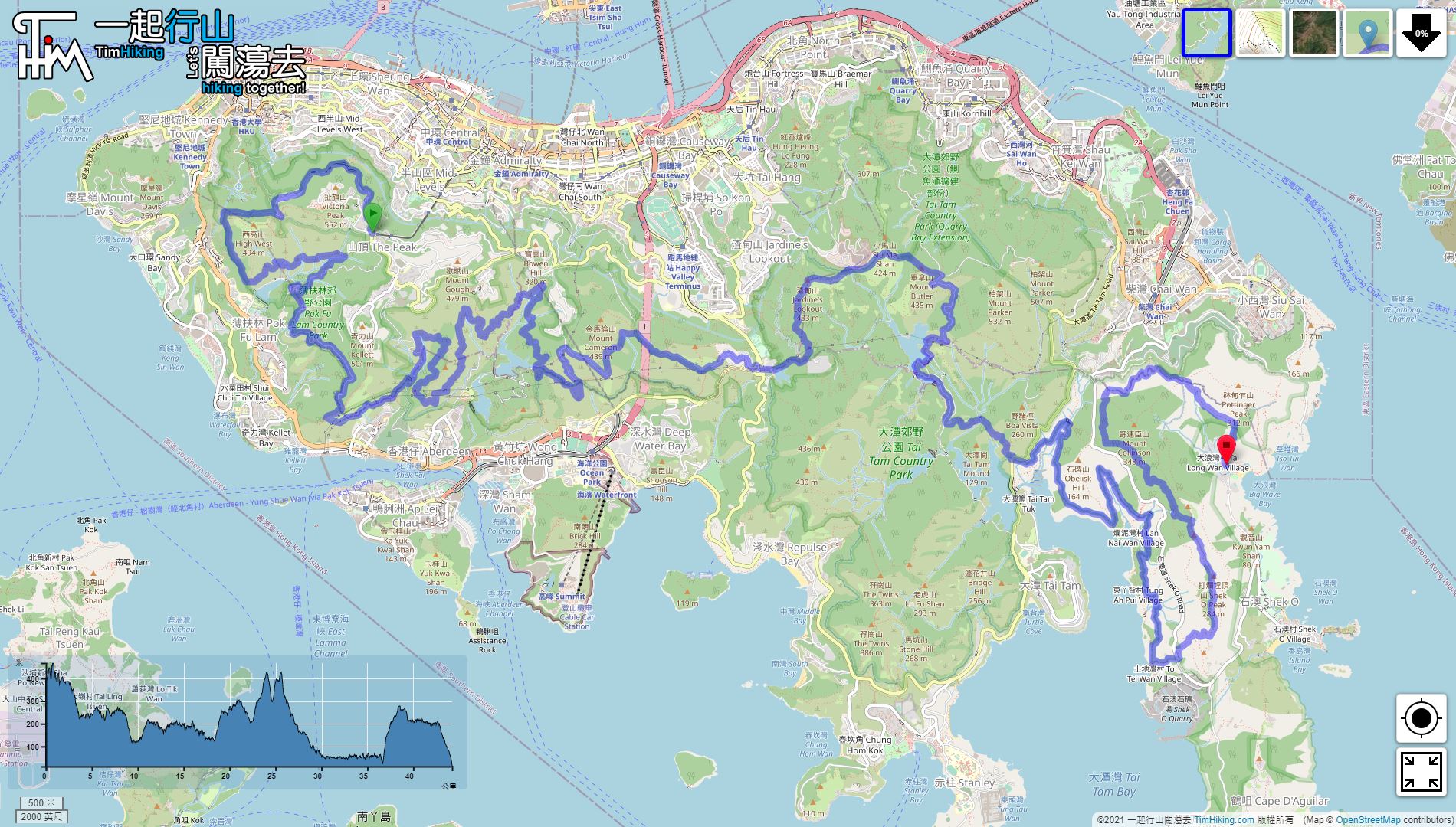 「Hong Kong Trail (Full Trail)」路線Map