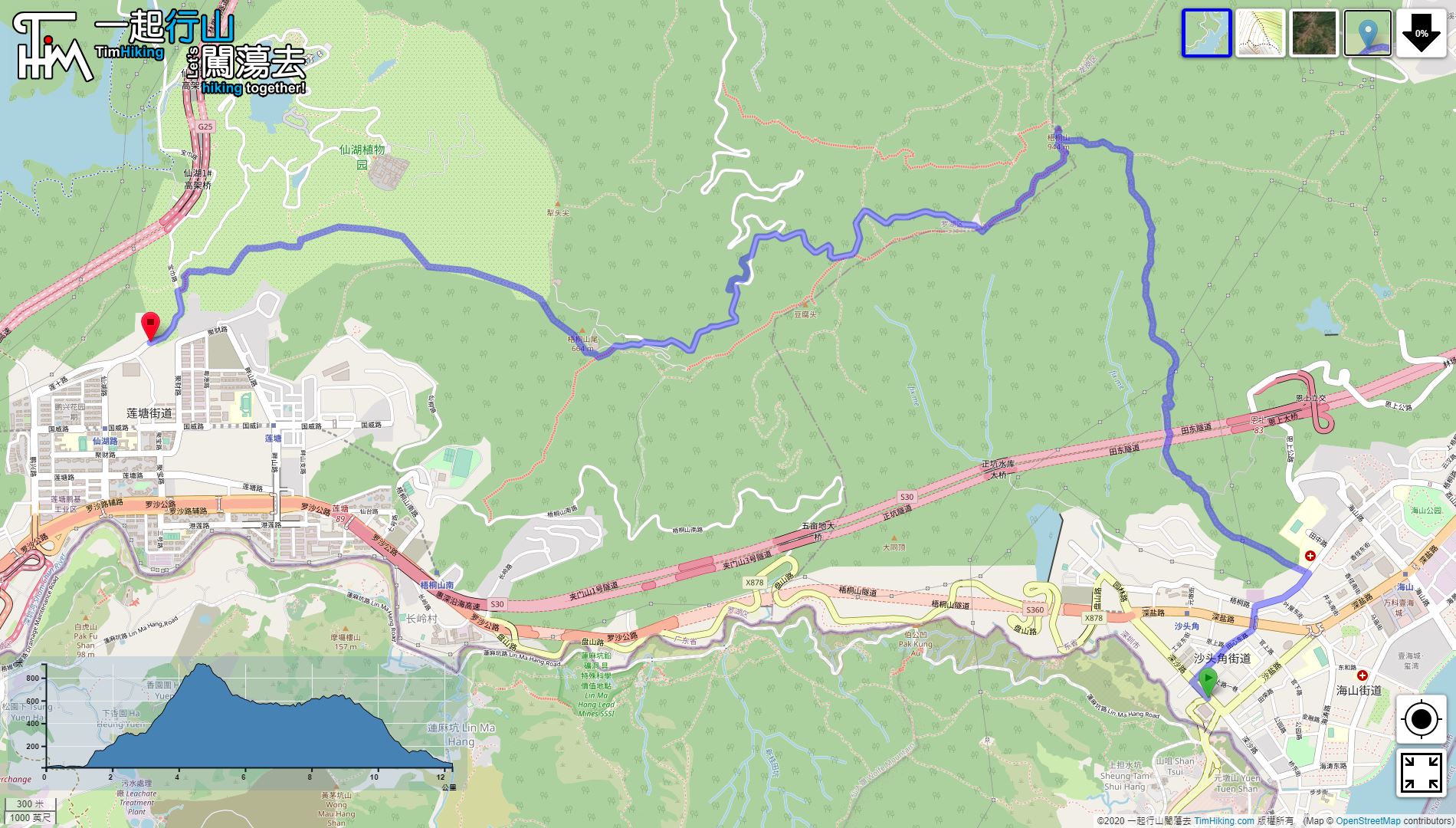 「Shenzhen Wutong Mountain」路線Map