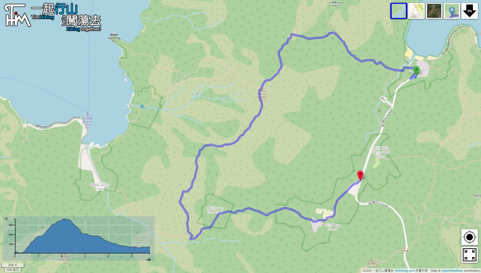 「Mount Hallowers」路線Map