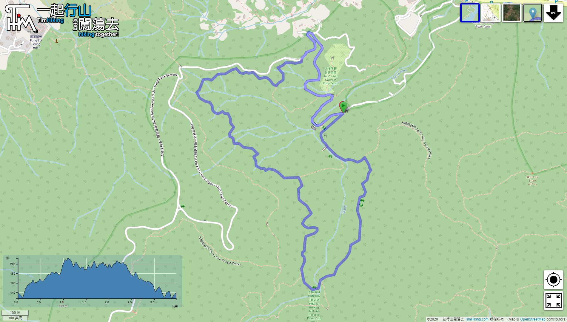 「大埔滘林徑 (紅路)」路線地圖