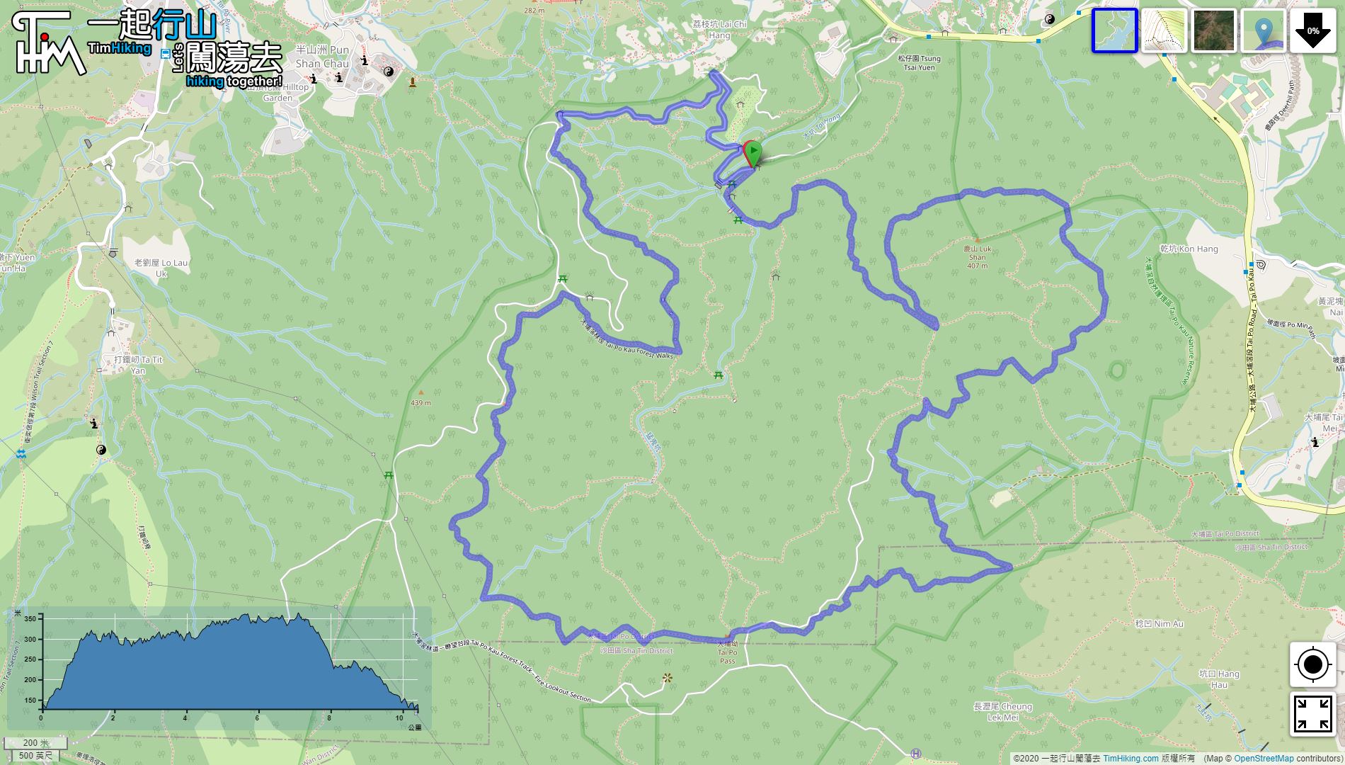 「Tai Po Kau Forest Walk (Yellow Walk)」路線Map