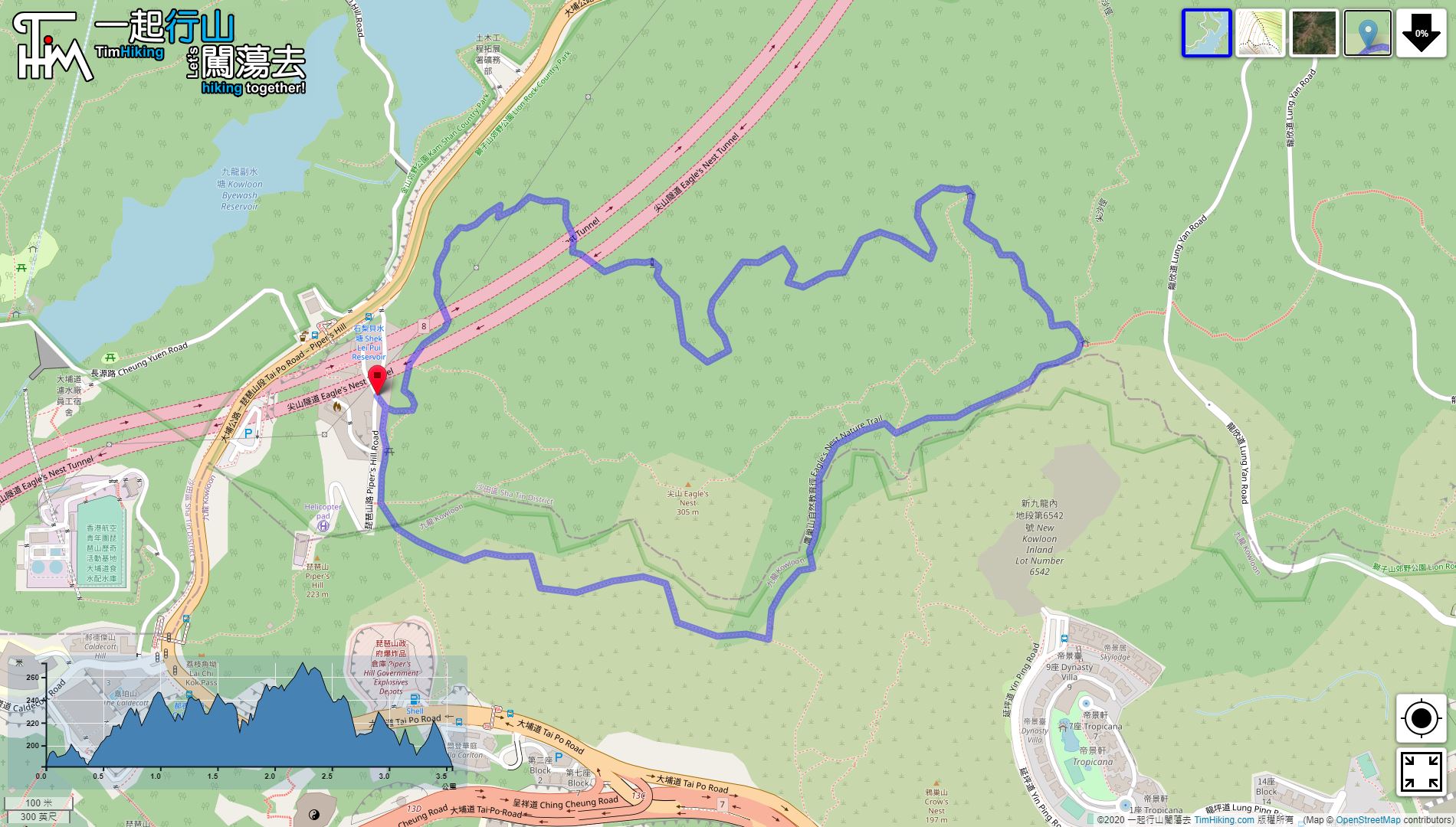 「鷹巢山自然教育徑」路線地圖