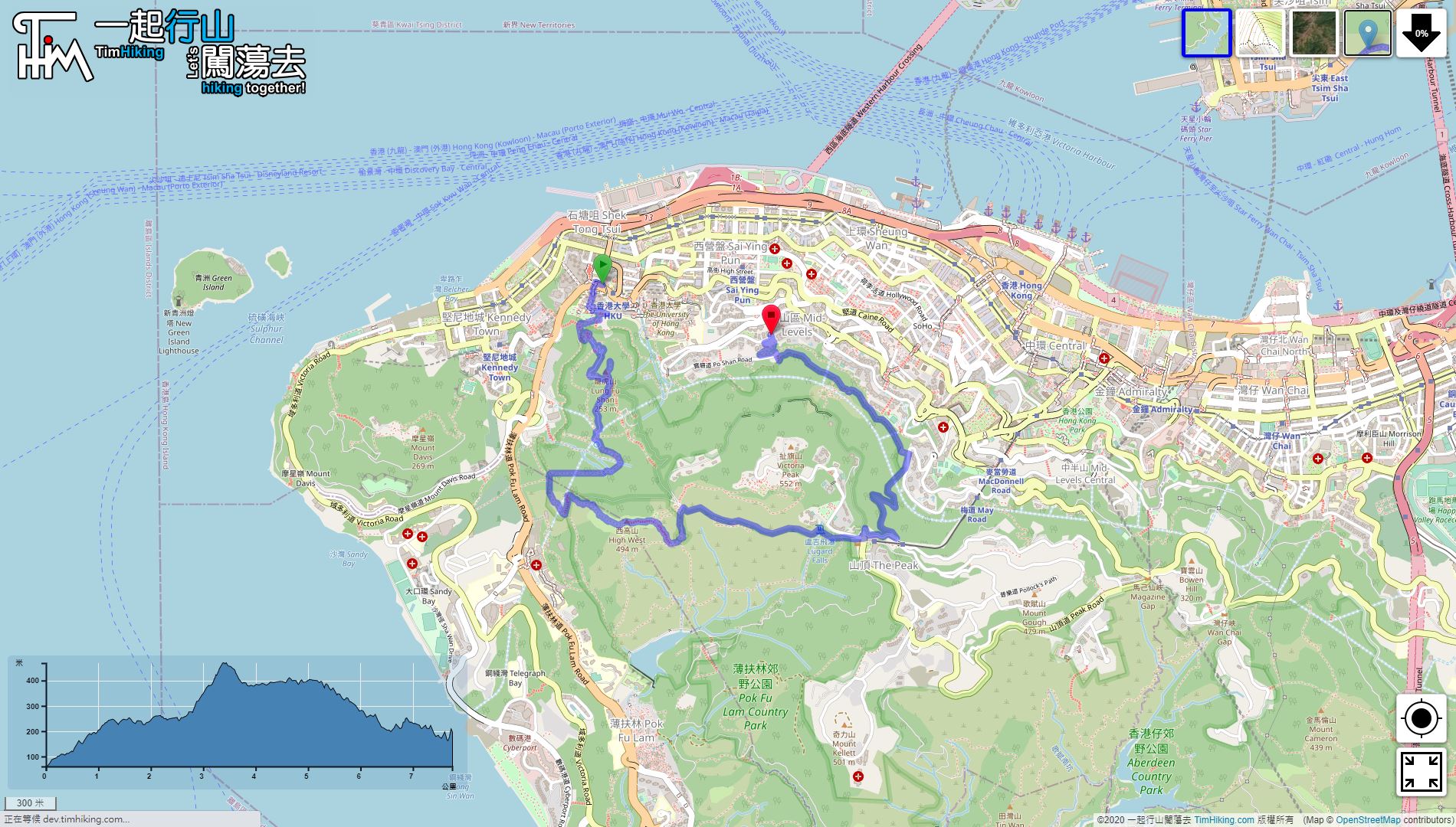 「High West Western Ridge Cheung Po Tsai Ancient Trail」路線Map