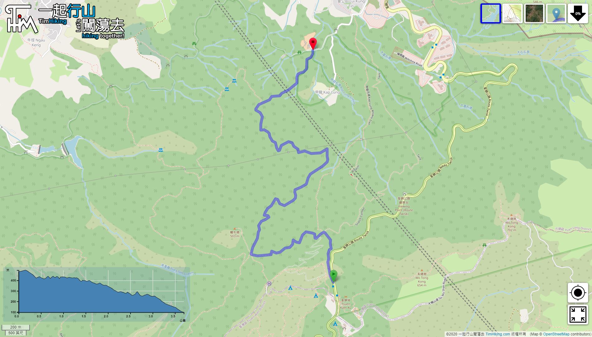 “甲龙林径”路线地图
