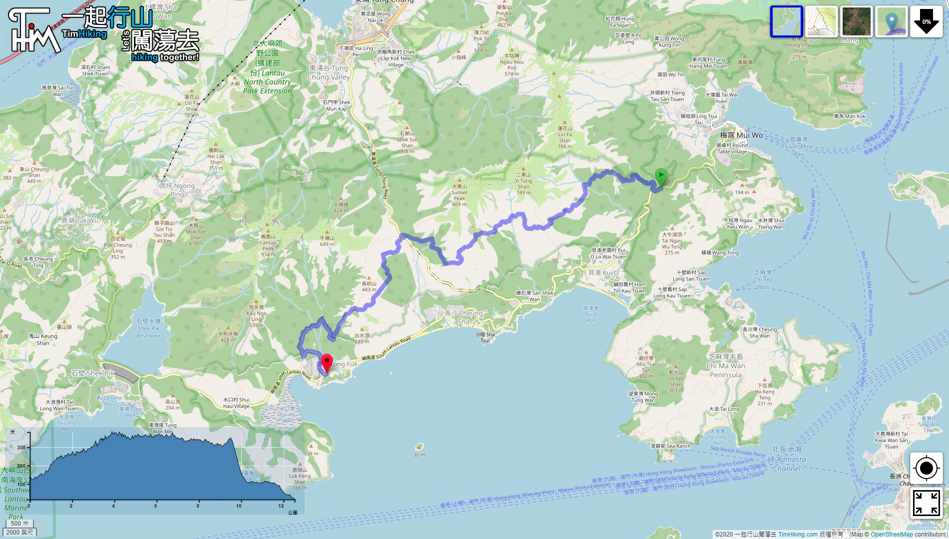 「South Lantau Country Trail」路線Map