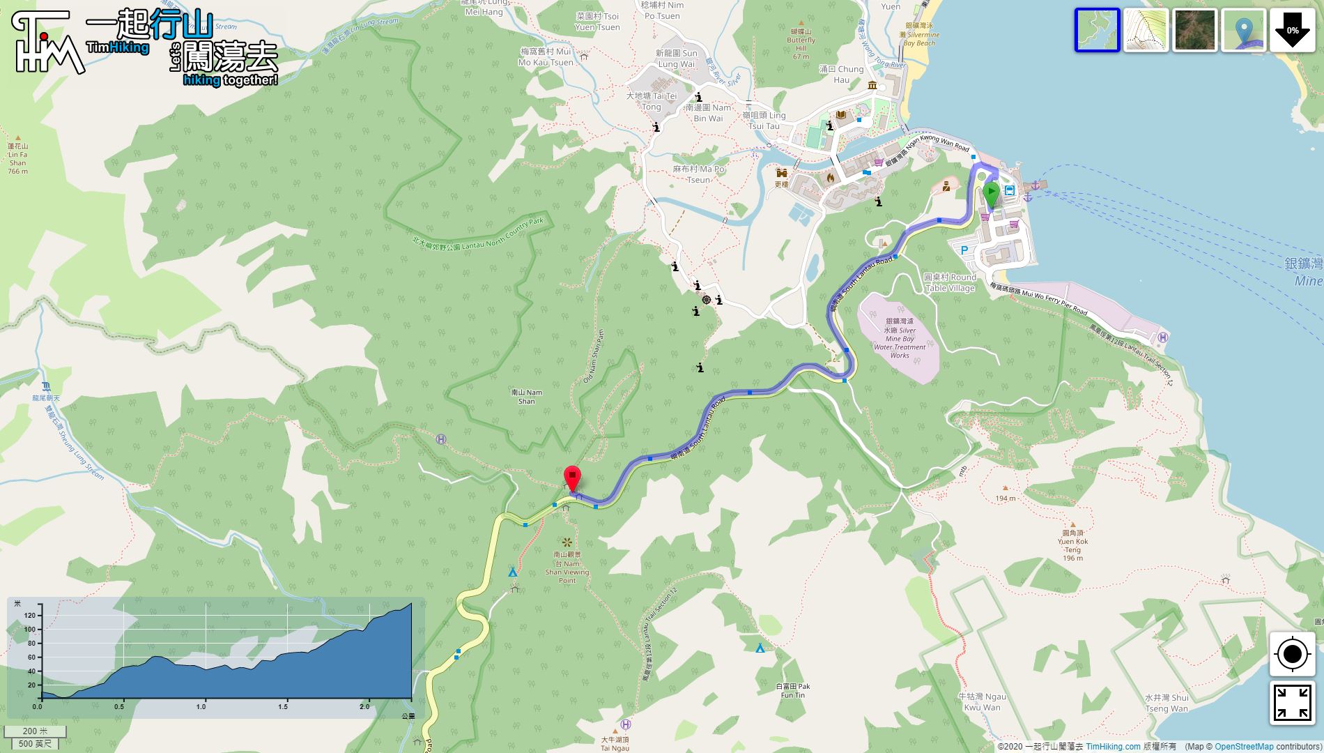 「Lantau Trail (Section 1)」路線Map