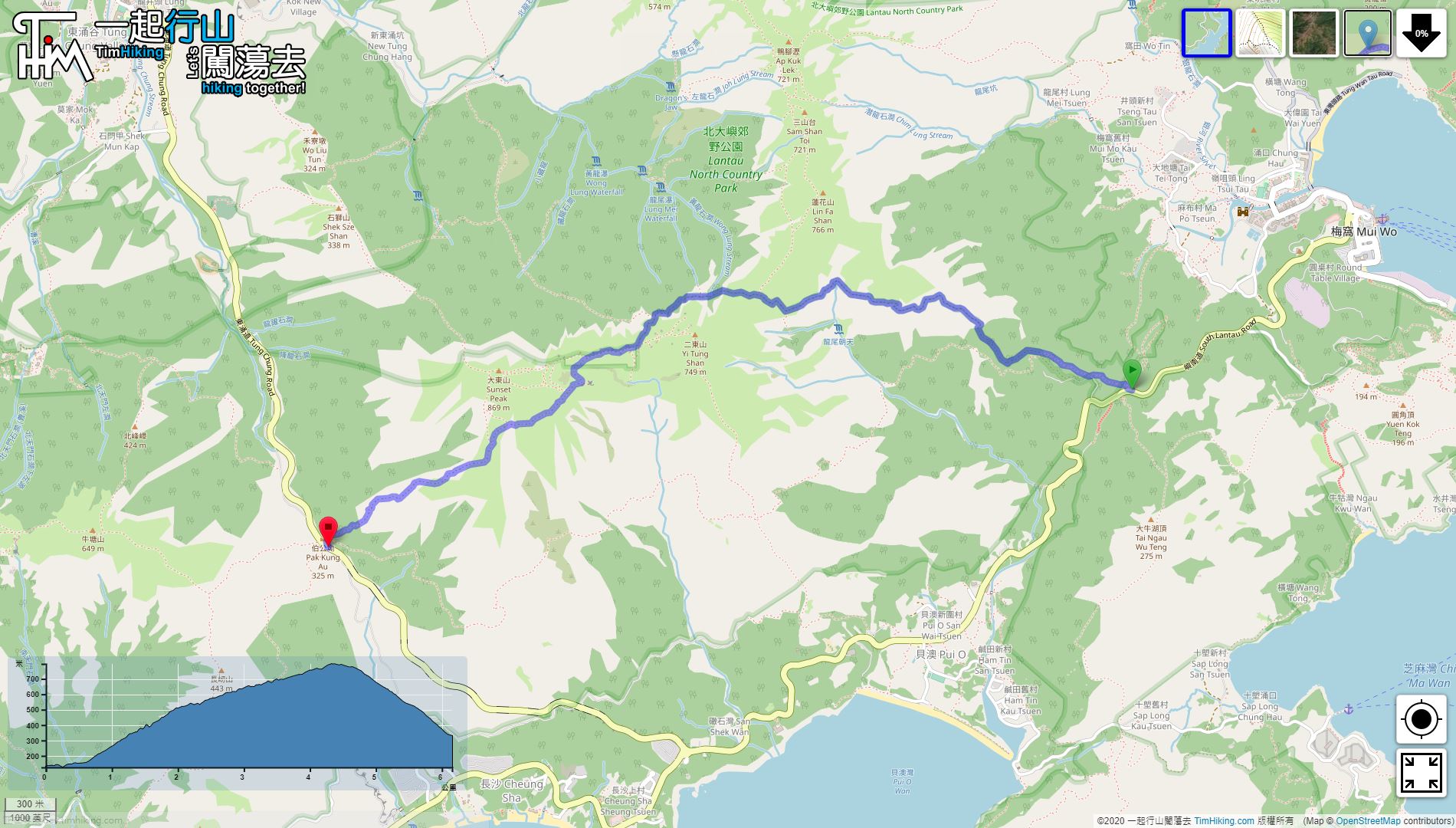 「Lantau Trail (Section 2)」路線Map