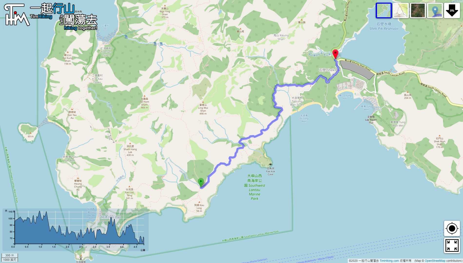 「Lantau Trail (Section 8)」路線Map