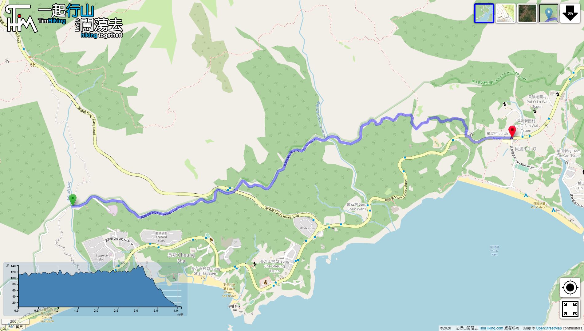 「Lantau Trail (Section 11)」路線Map