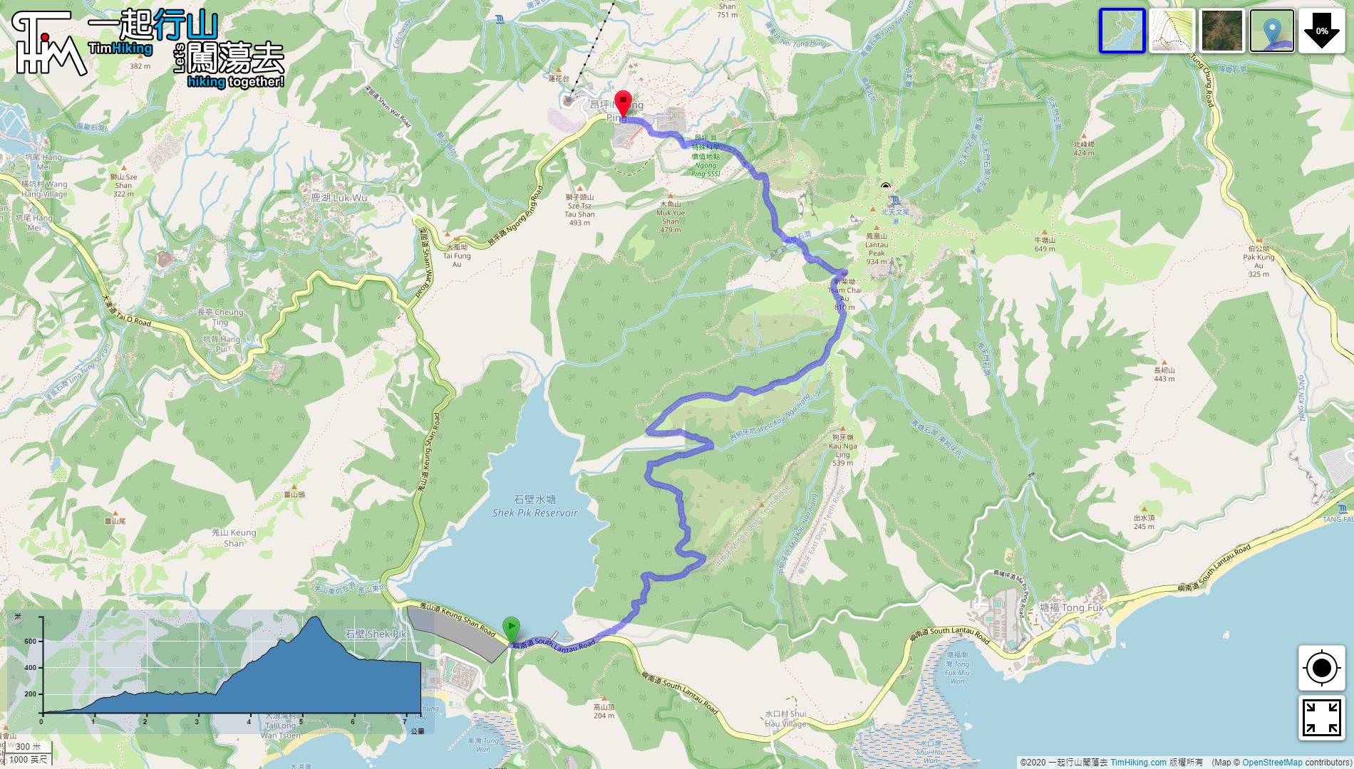 「Sai Kau Nga Ridge」路線Map