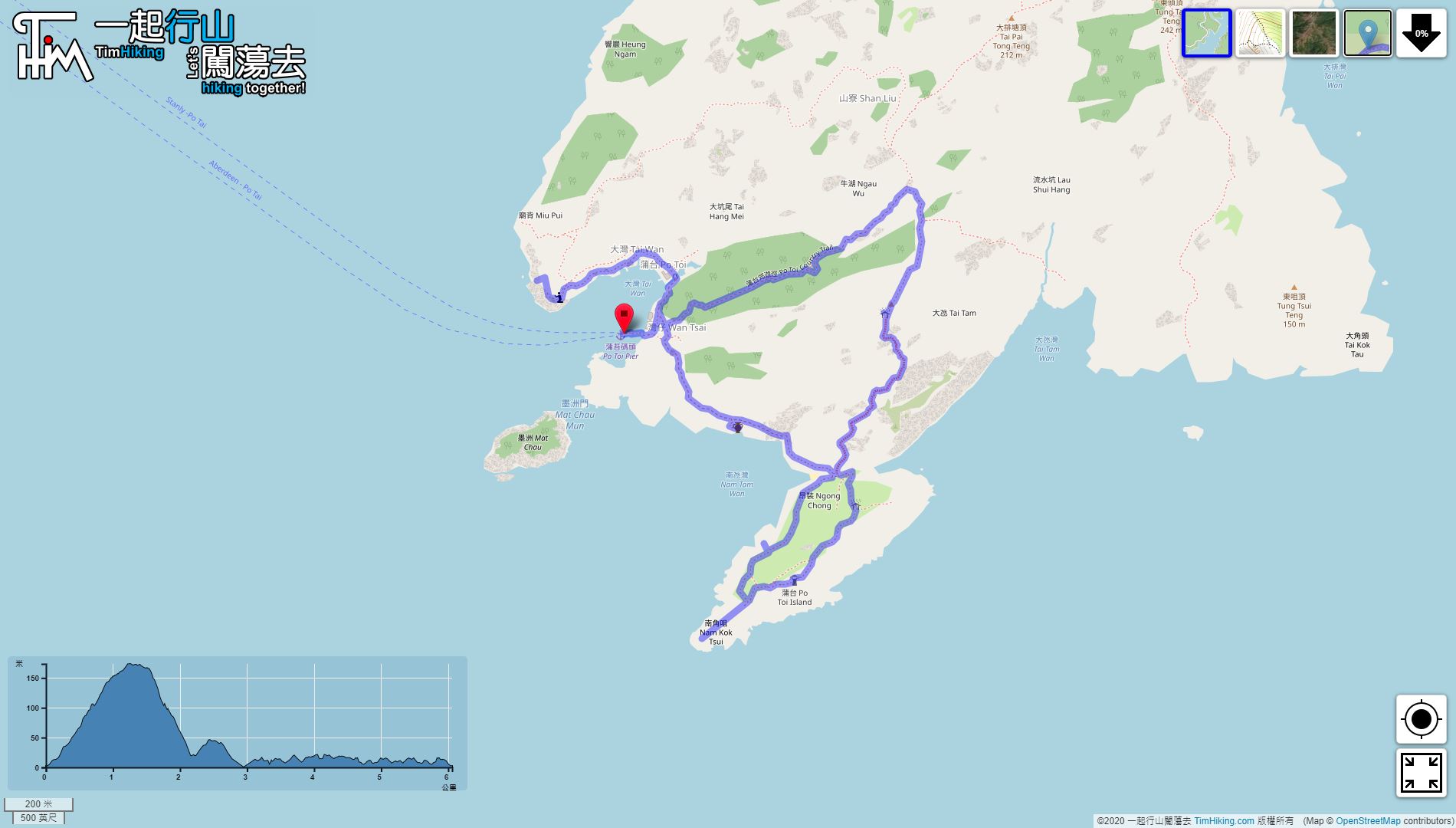“蒲台岛”路线地图