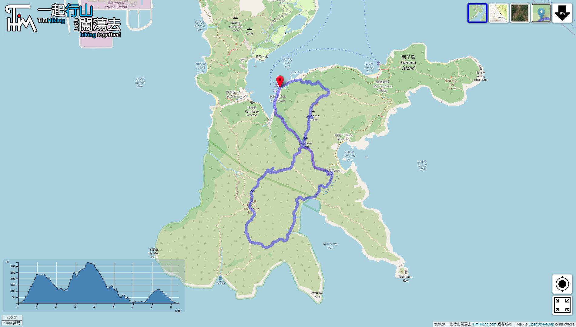 “南丫岛 天空祭坛”路线地图