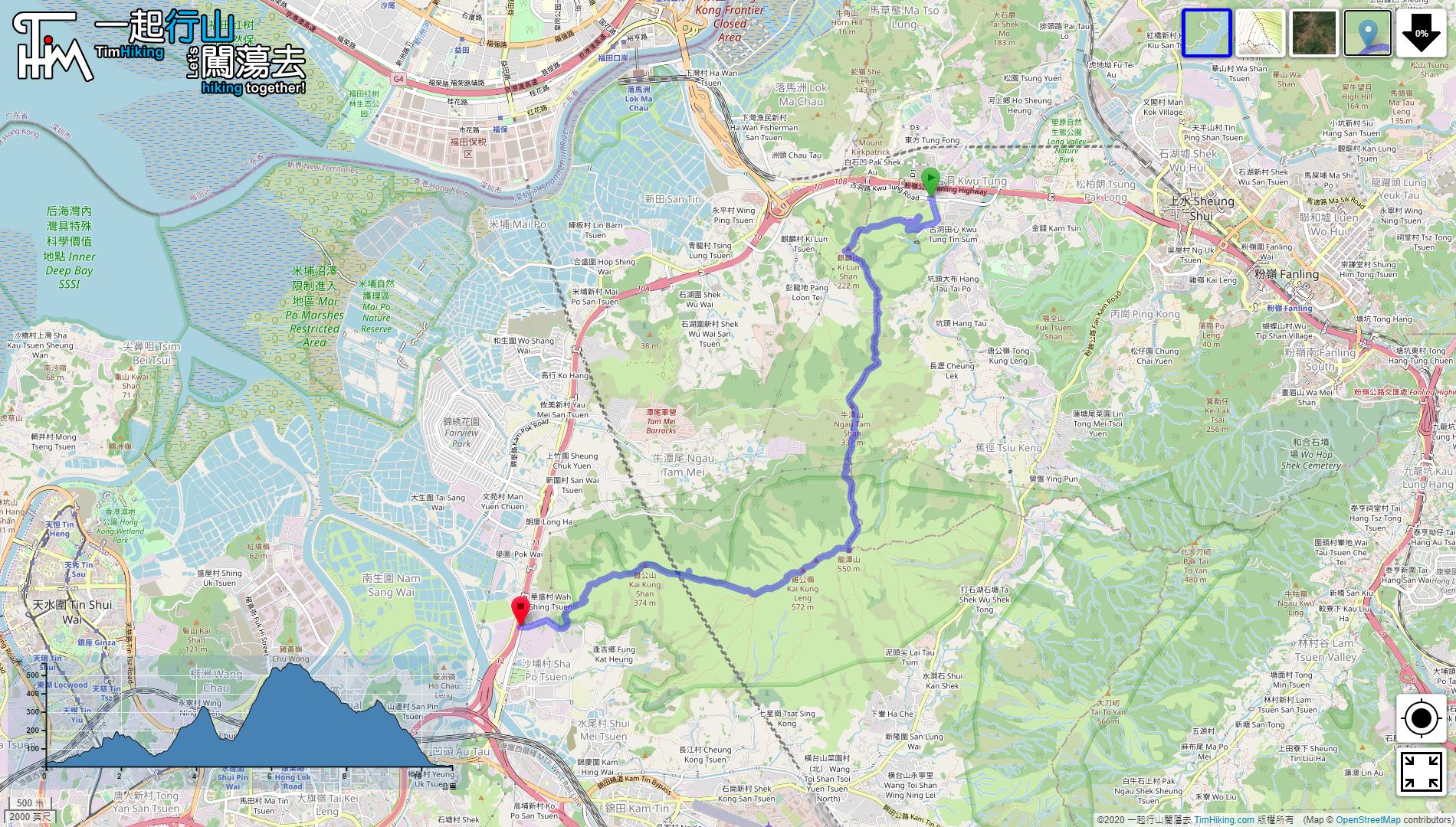 「Ki Lun Shan, Ngau Tam Shan Kai Kung Leng, Kwo Pui Ridge」路線Map