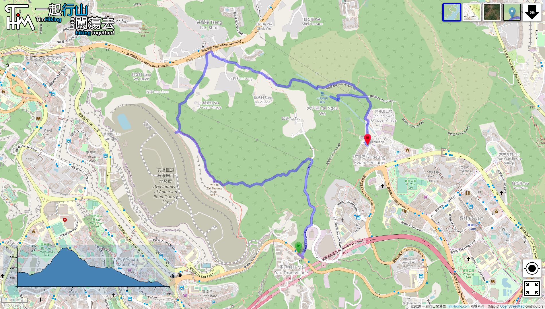 「Tai Sheung Tok, Lin Yuen Toi Falls」路線Map
