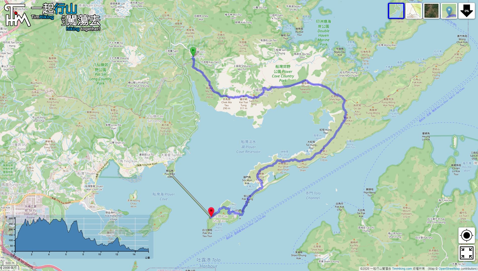“船湾淡水湖郊游径”路线地图