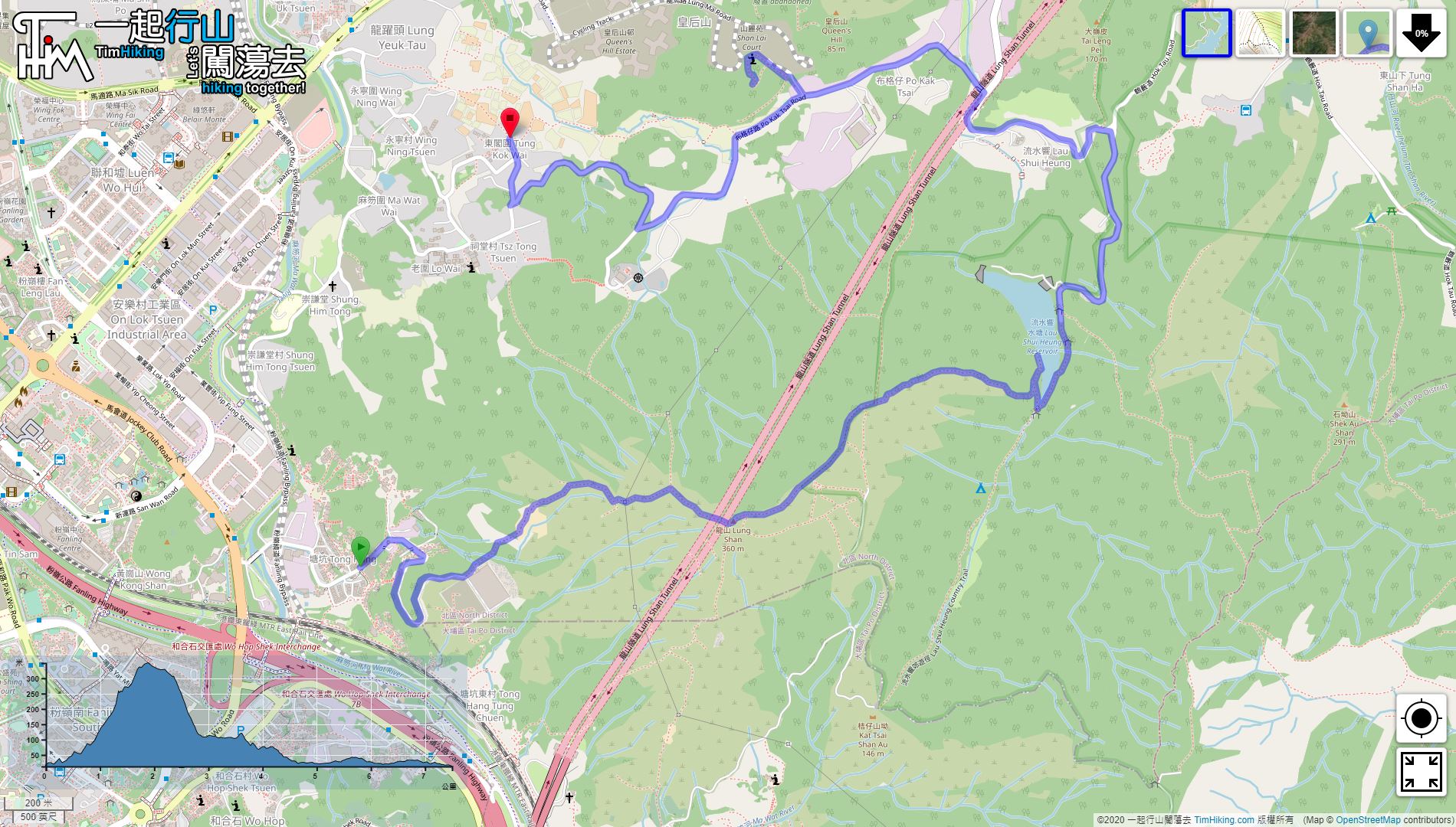 「Lung Shan Hindu Temple Lau Shui Heung Reservoir」路線Map