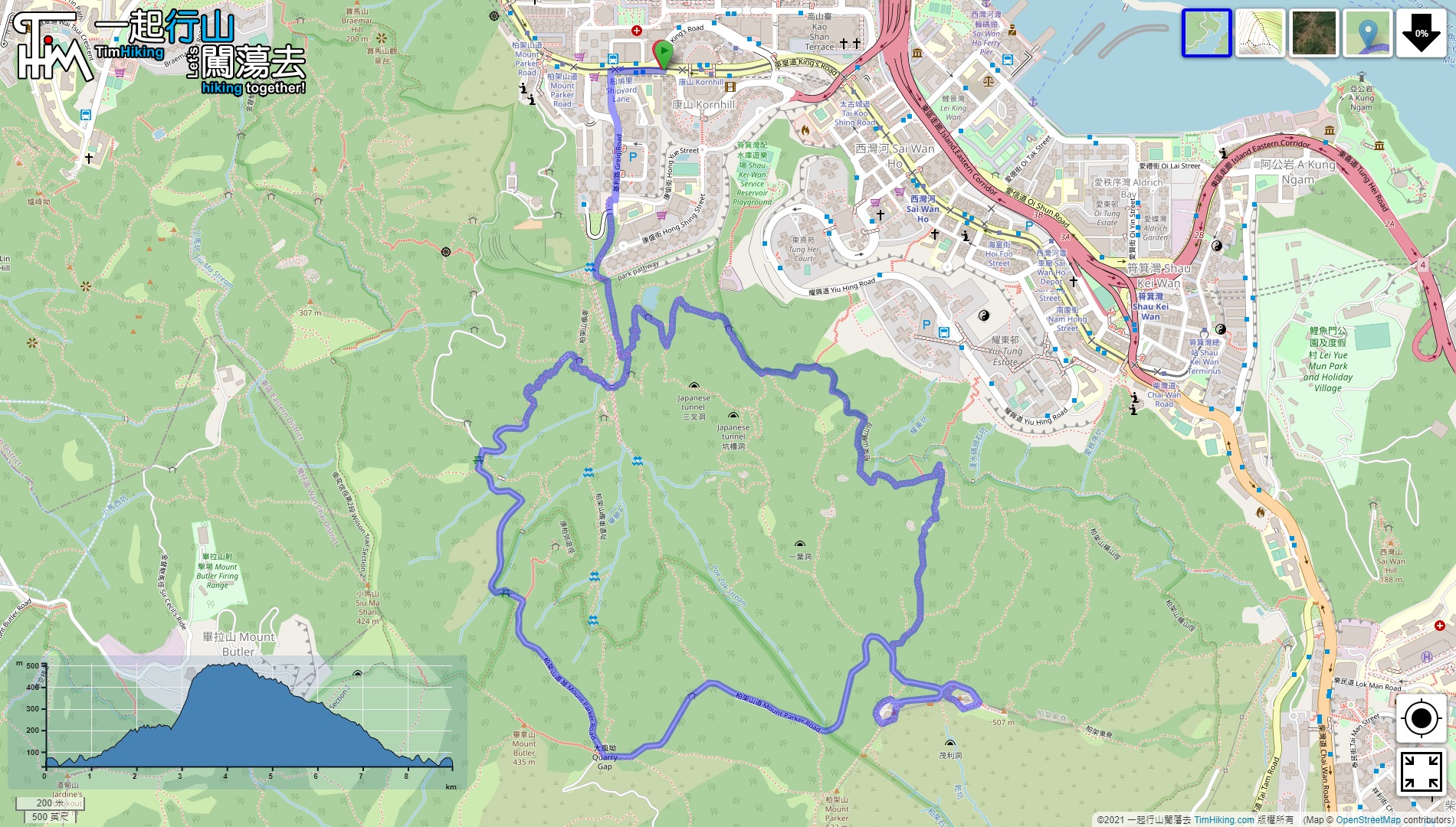 「Kornhill General Rock, Mount Parker」路線Map