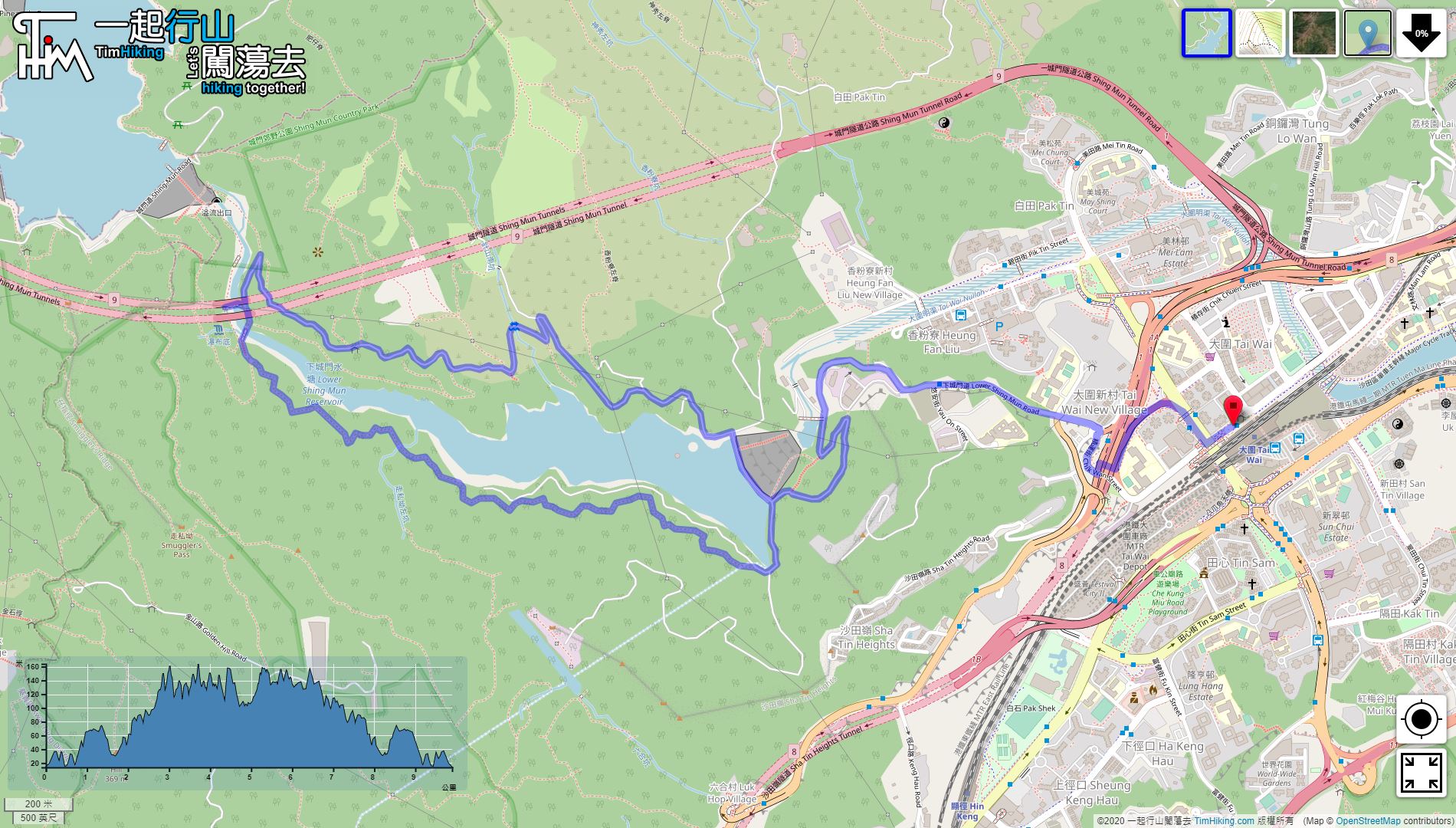 「Lower Shing Mun Reservoir (Round)」路線Map