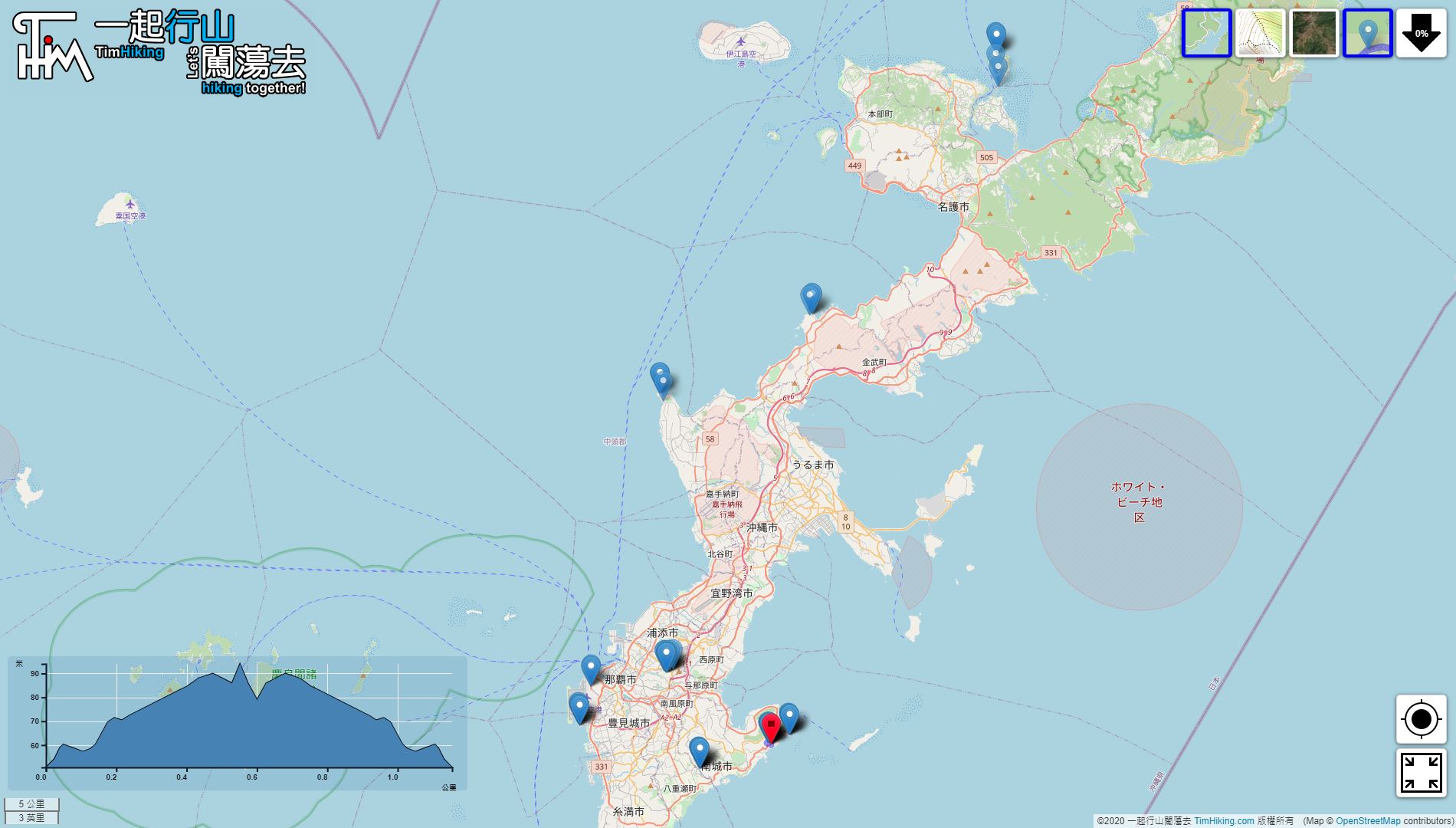 “冲绳 环岛游”路线地图