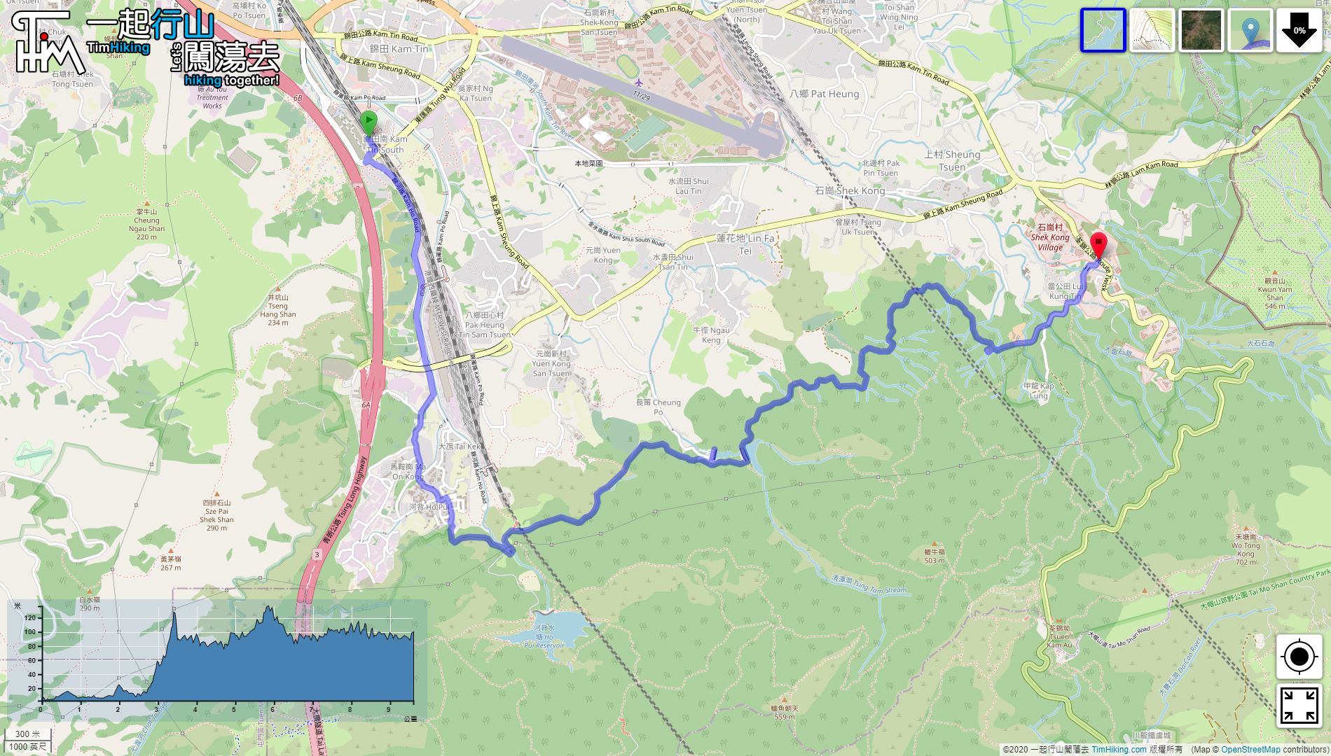 「Tsing Tam Reservoir, Liu Kung Tin」路線Map