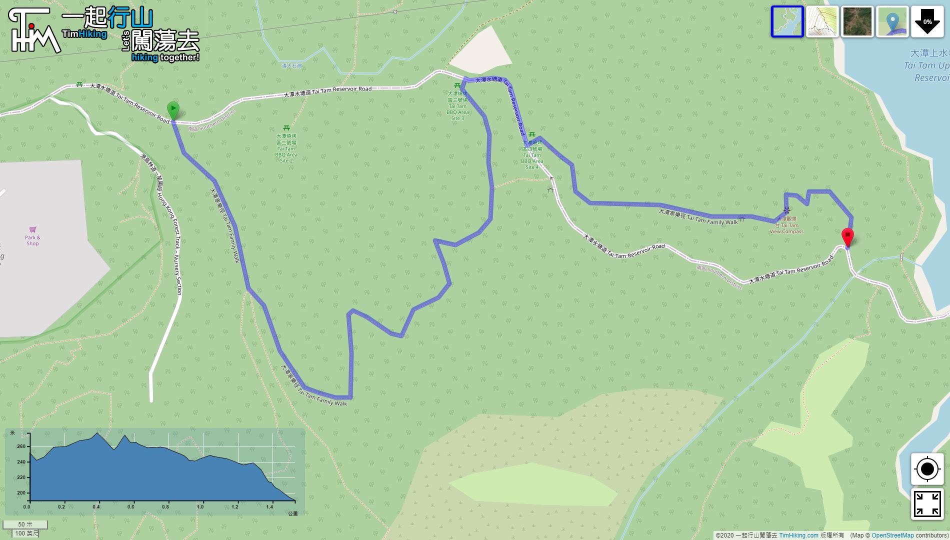 「Tai Tam Family Trail」路線Map