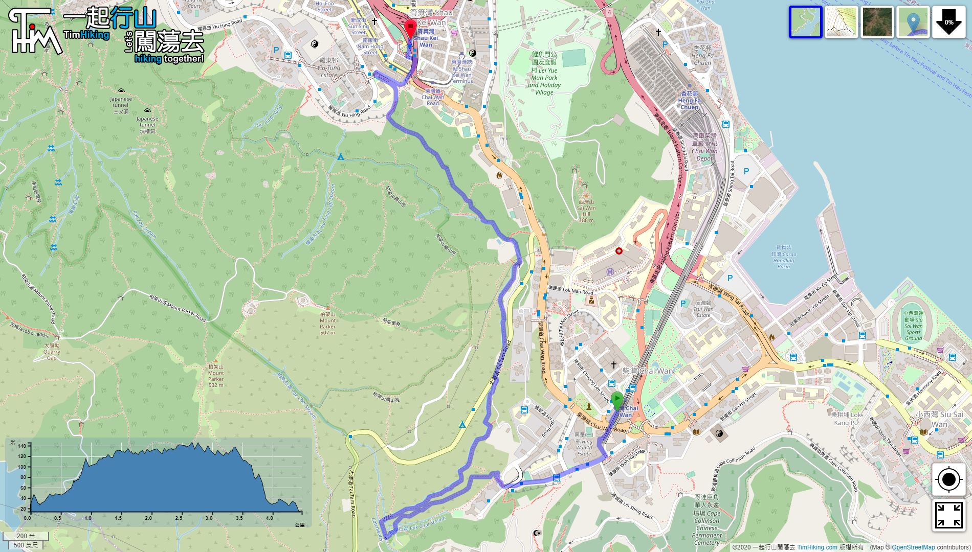 “筲箕湾铁桥栈道”路线地图