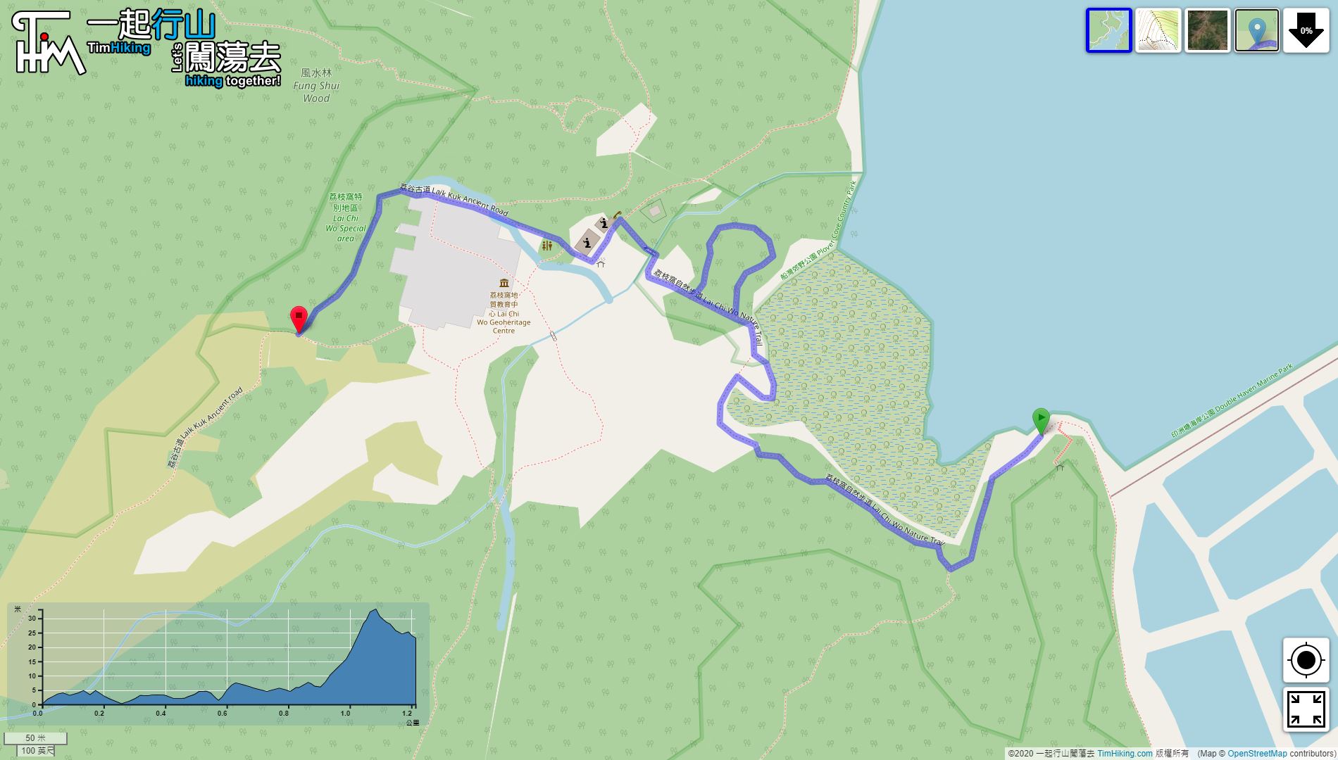 “荔枝窝自然步道”路线地图