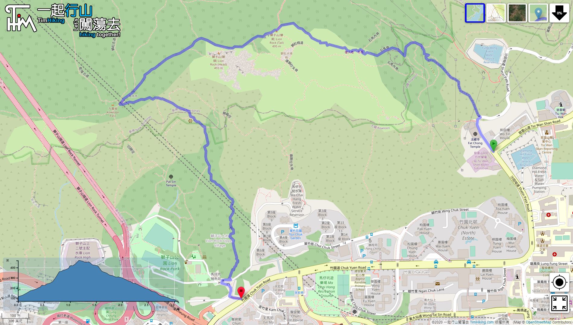 「Horse Rock Ridge Lion Rock」路線Map