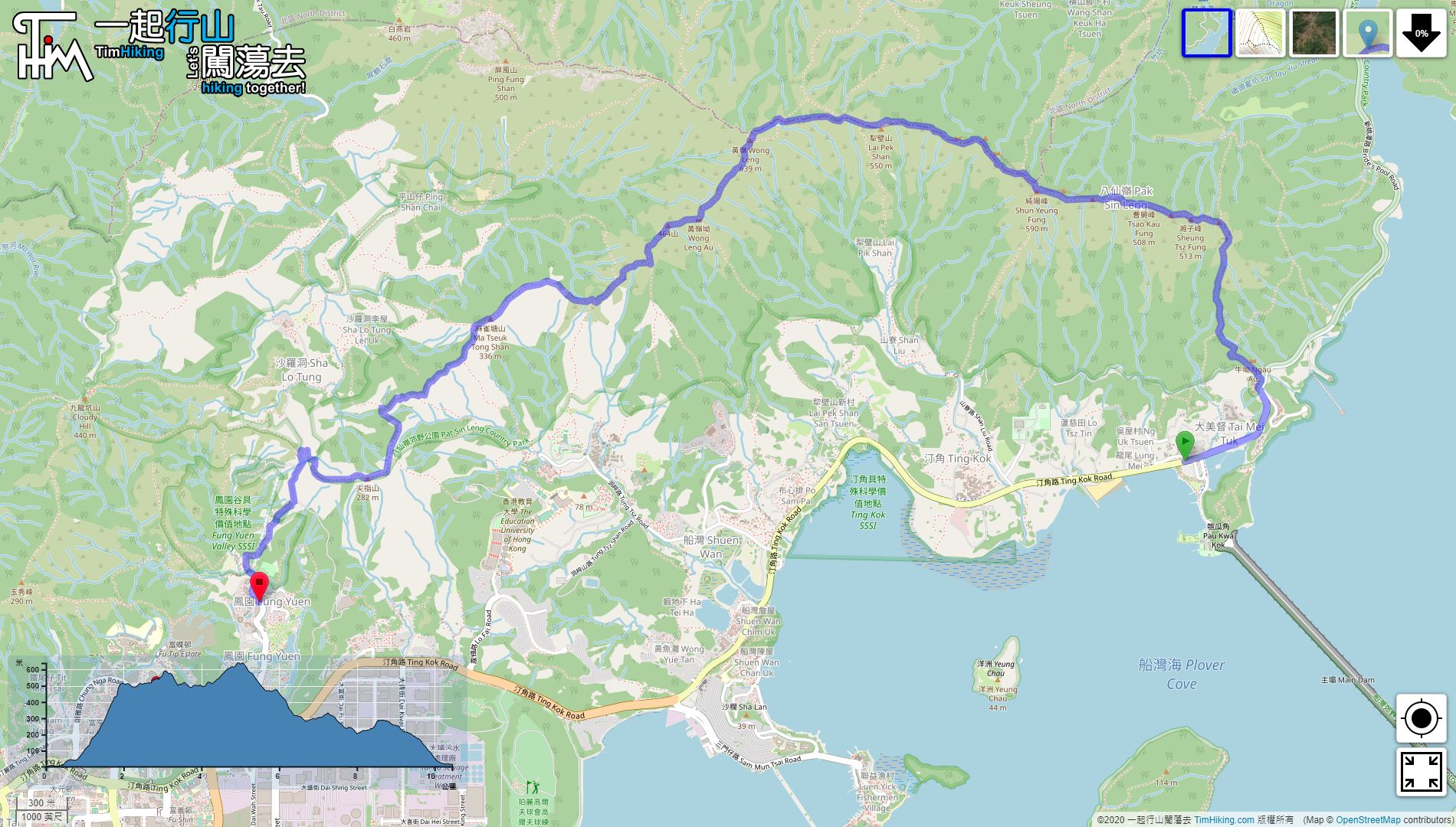 「Monkey Cliff, Ma Tseuk Tong Shan」路線Map