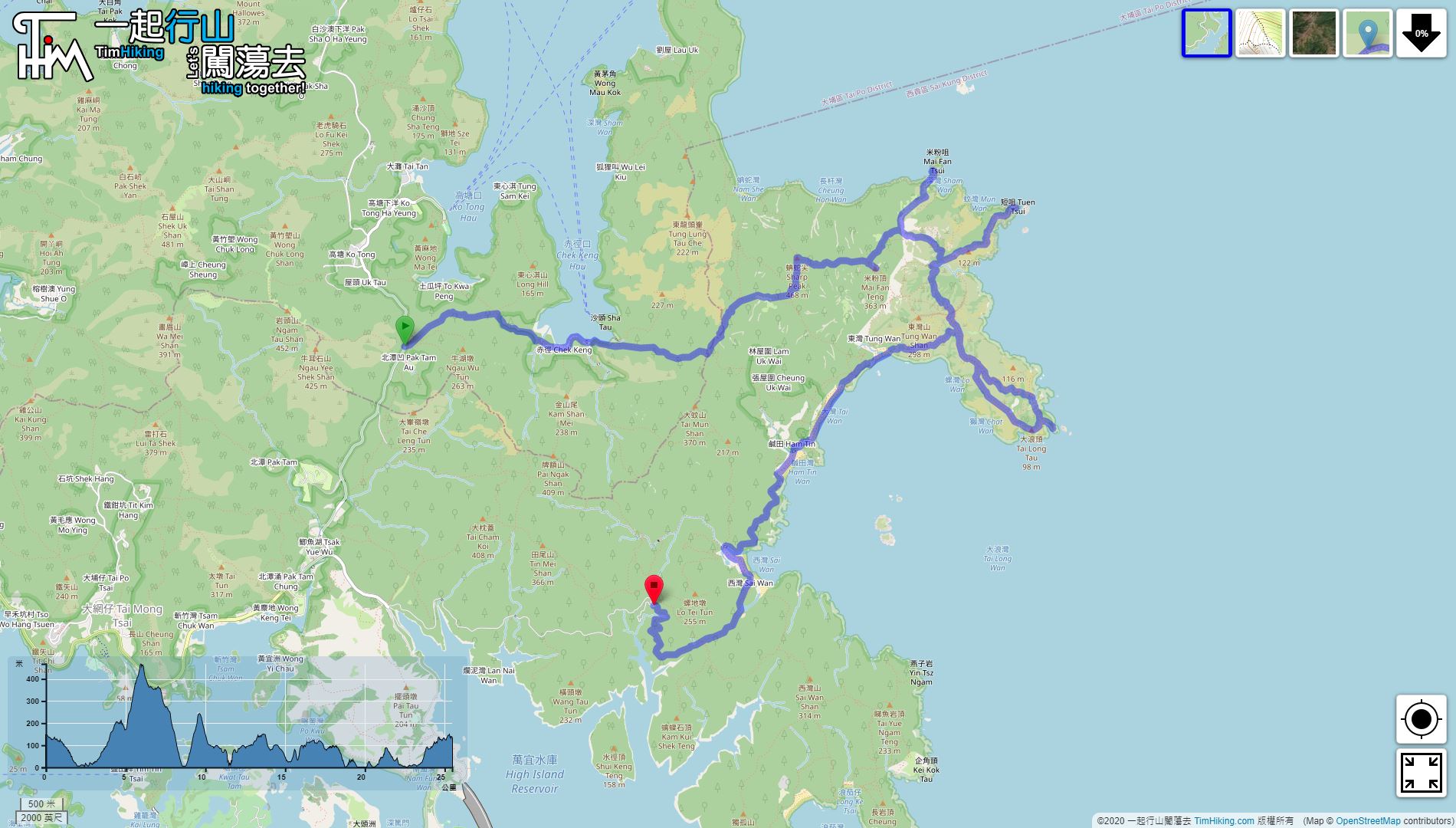 「One Tsim Three Tsui Four Wan」路線Map