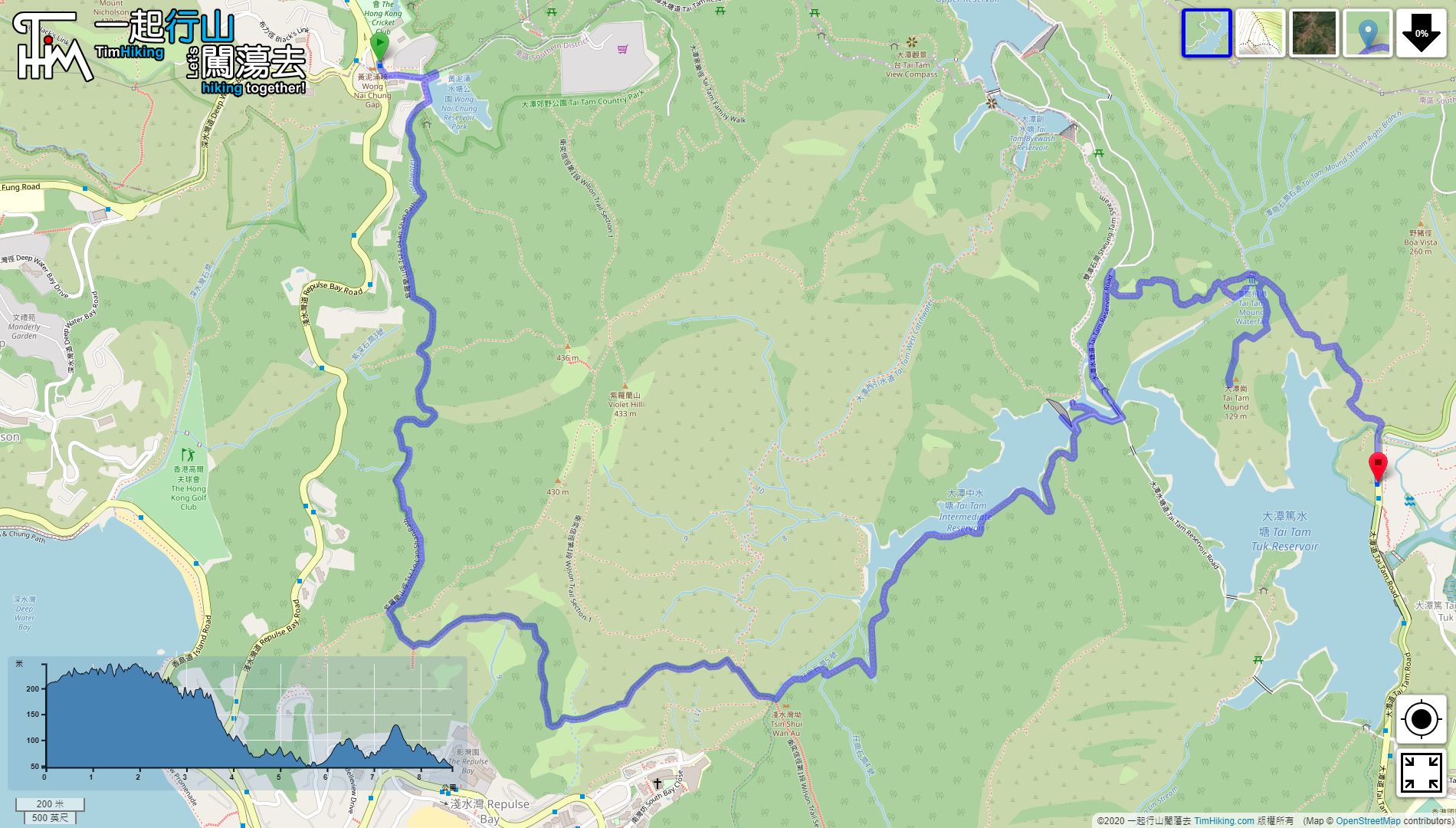 「Tsz Lo Lan Shan Path, Tai Tam Mound」路線Map